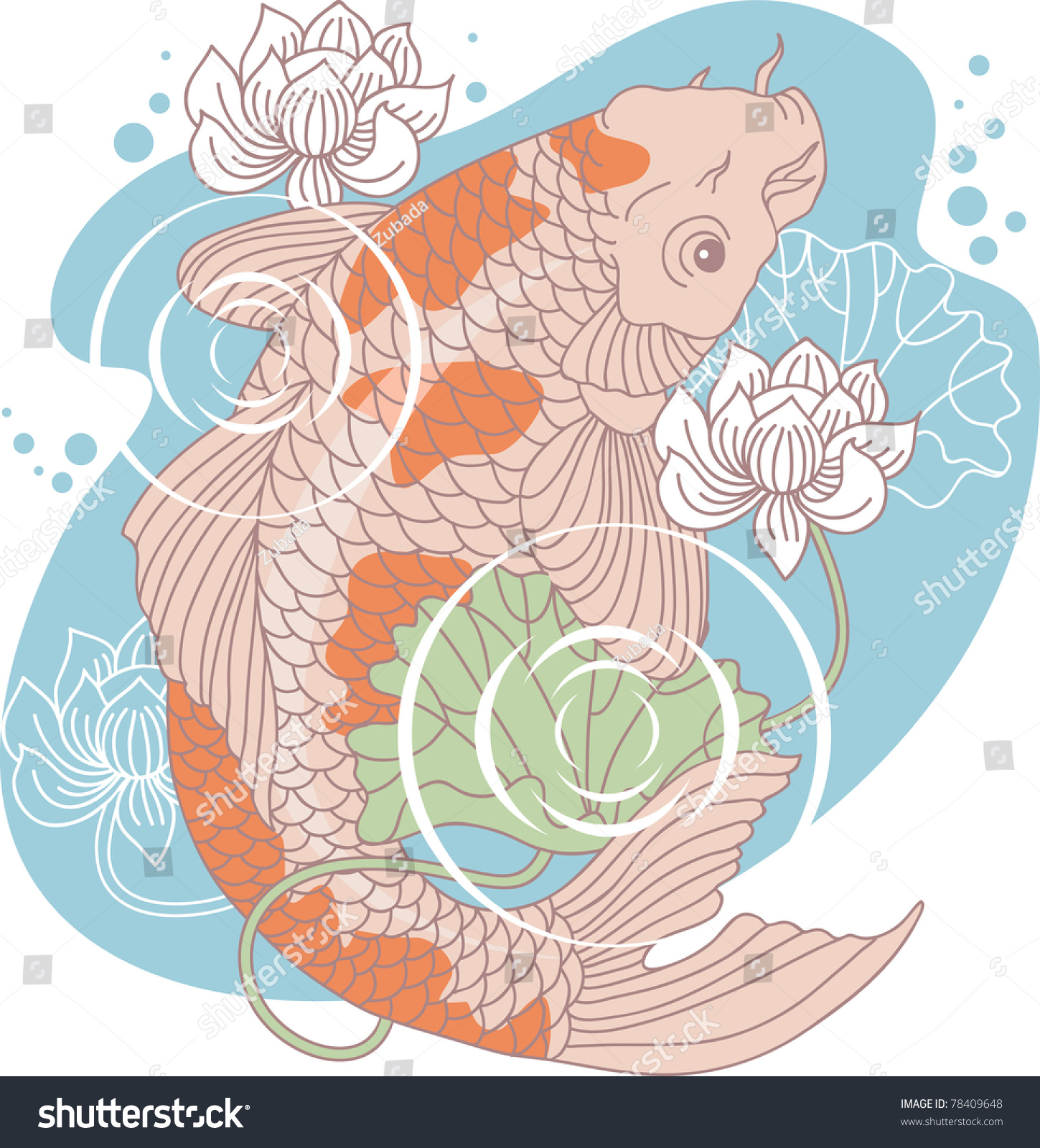 Koi Carp Pond Stock Vector (Royalty Free) 78409648 | Shutterstock