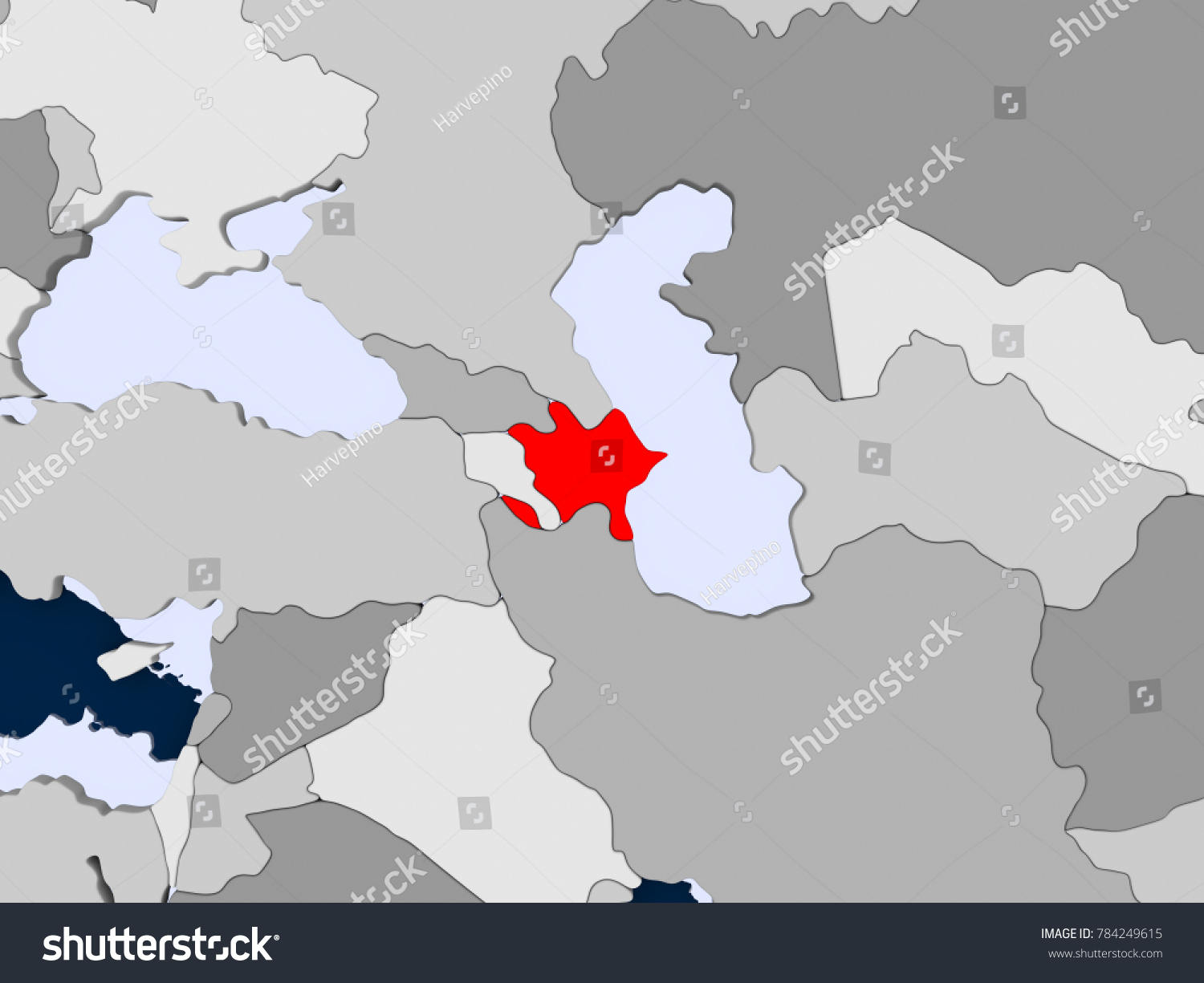 Azerbaijan Red On Political Map Transparent Stock Illustration ...