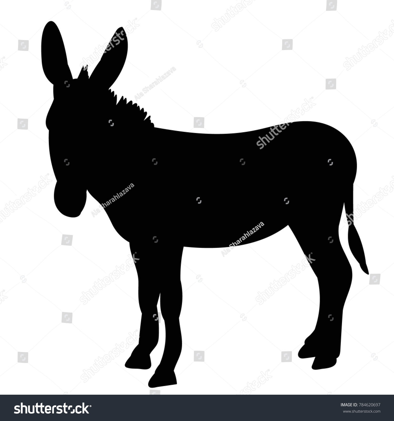 Vector Isolated Black Silhouette Donkey Worth Stock Vector (Royalty ...