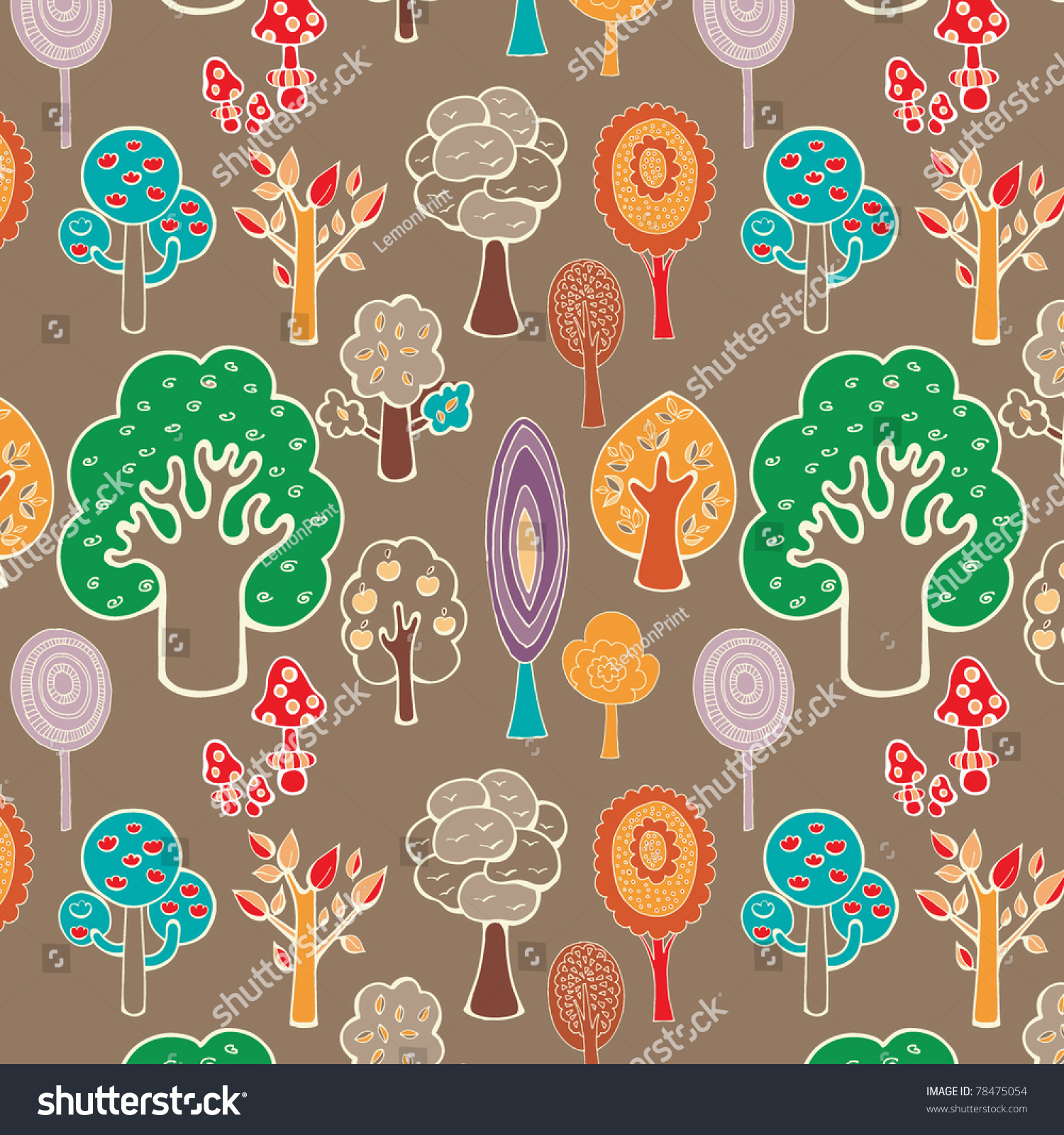 Cartoon Cute Forest Seamless Pattern Stock Vector (Royalty Free ...