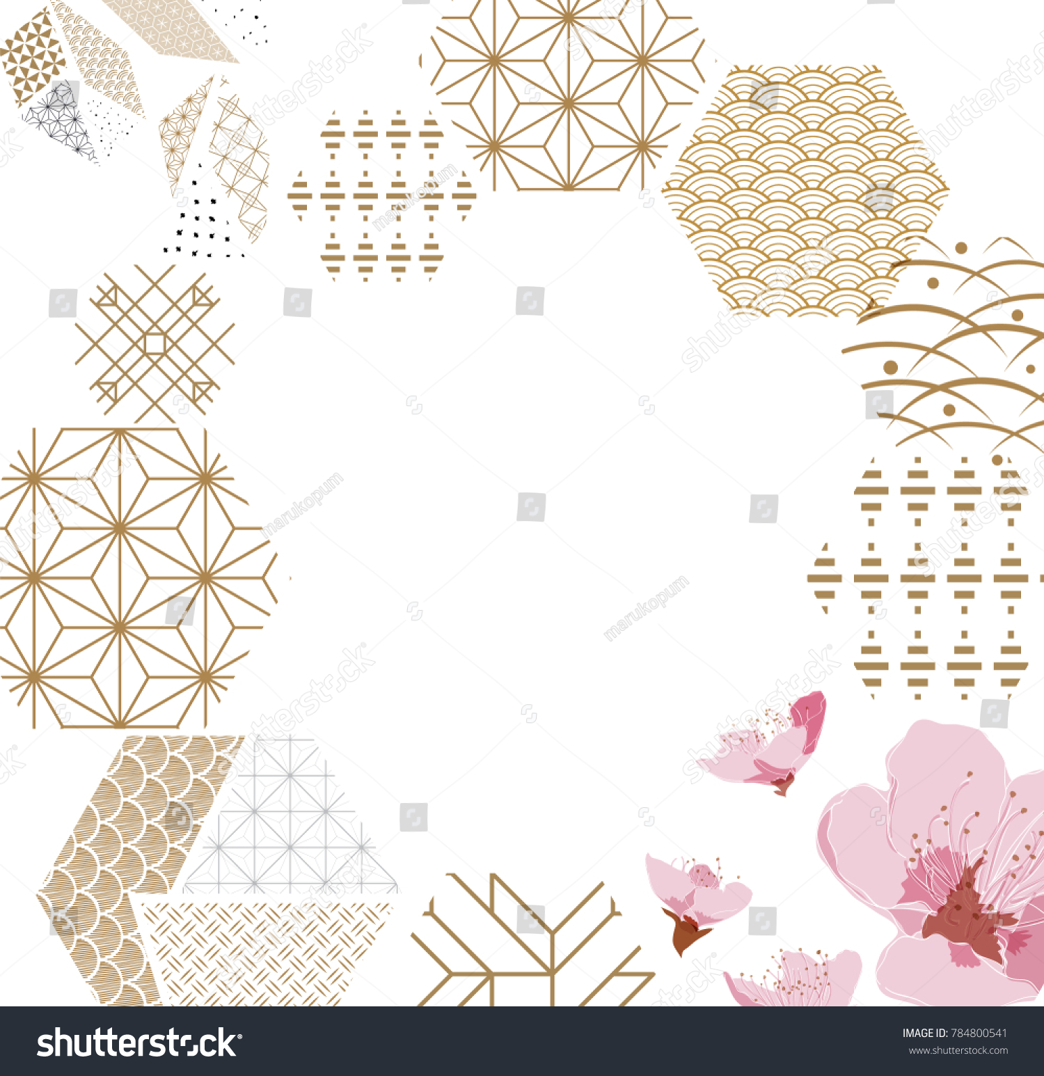 Japanese Pattern Frame Border Vector Gold Stock Vector (Royalty Free ...