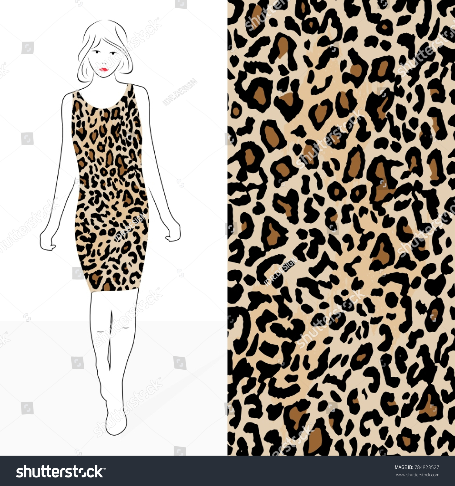 Midi Dress Leopard Pattern Design Template Stock Vector (Royalty Free ...