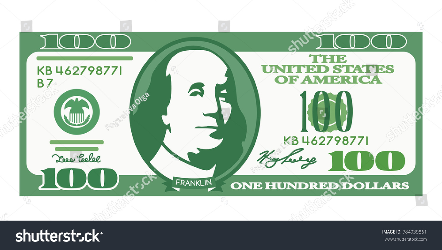 100 Dollar Bill Portrait Franklin Cartoon Stock Vector (Royalty Free ...