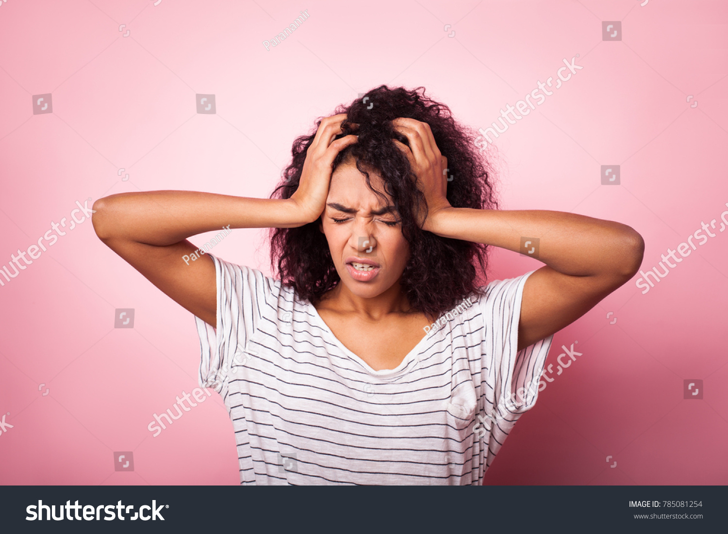 Aggressive African American Woman Scream Hands Stock Photo 785081254 ...