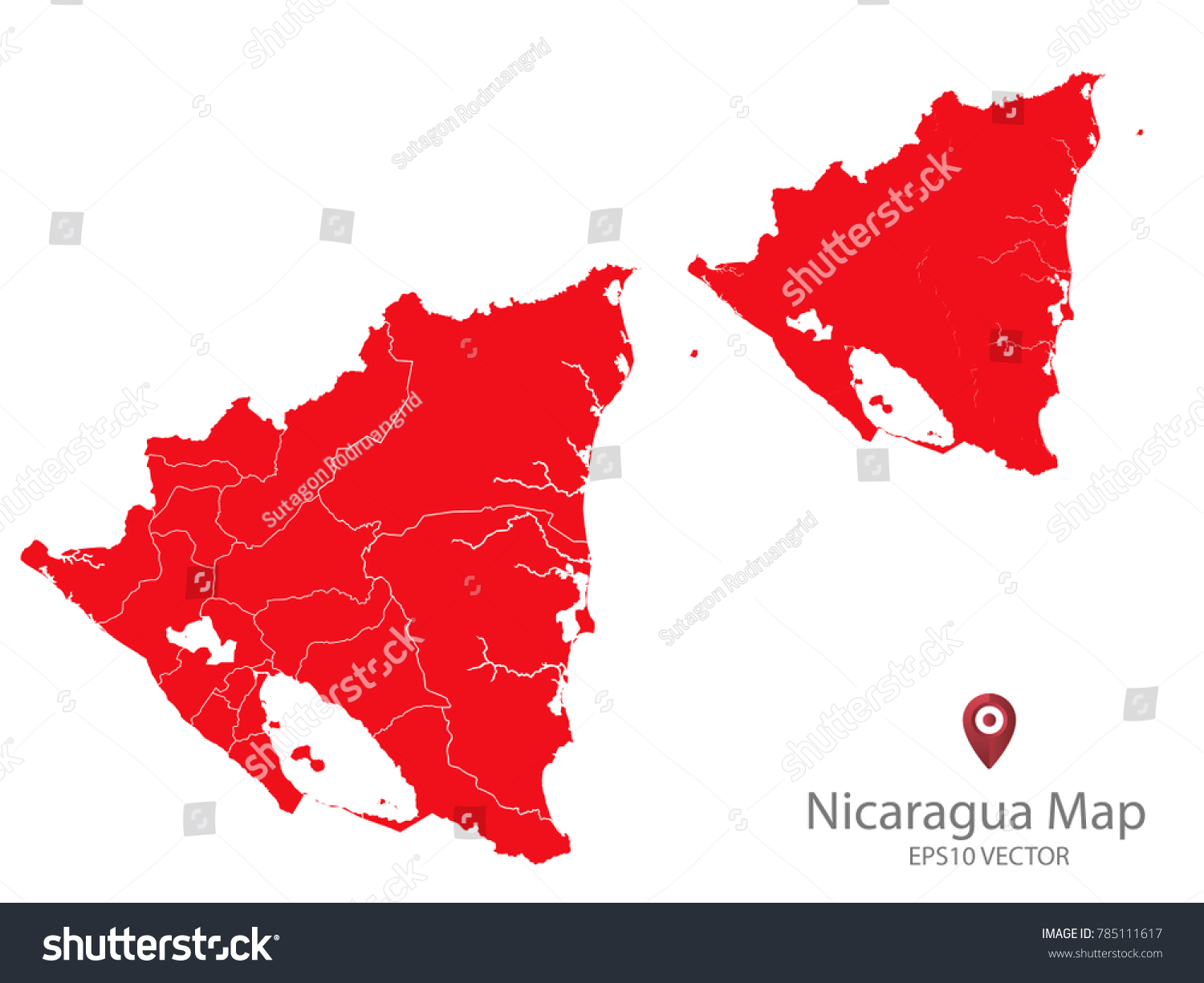 Couple Set Mapred Map Nicaraguavector Eps10 Stock Vector Royalty Free