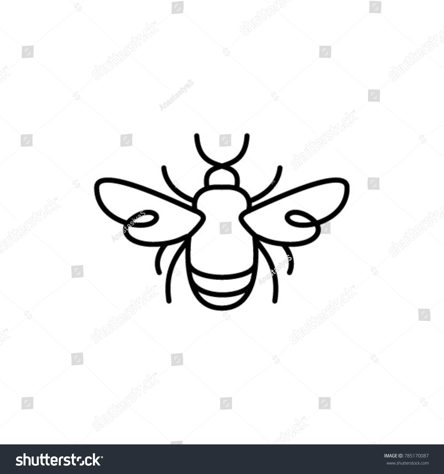 Bumblebee Vector Illustration Black Line Art Stock Vector (Royalty Free ...