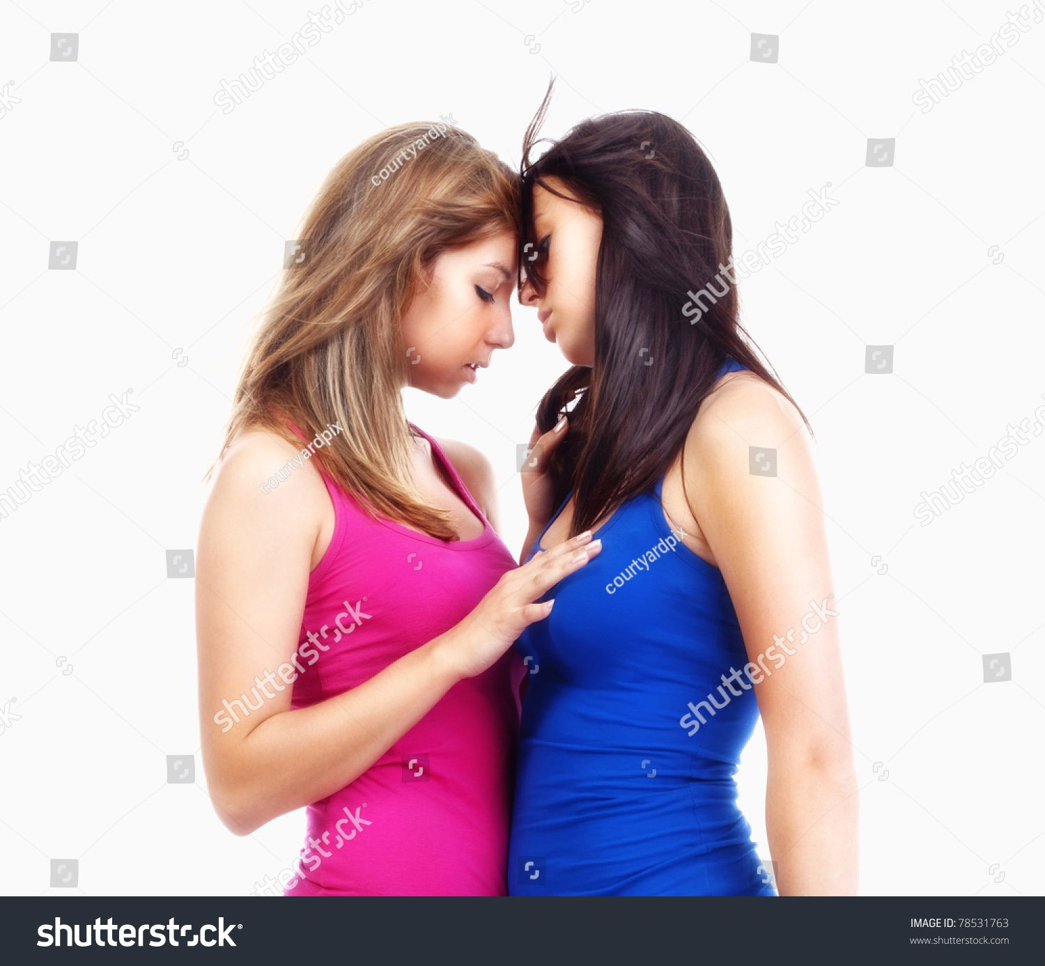 Lesbians touching each other