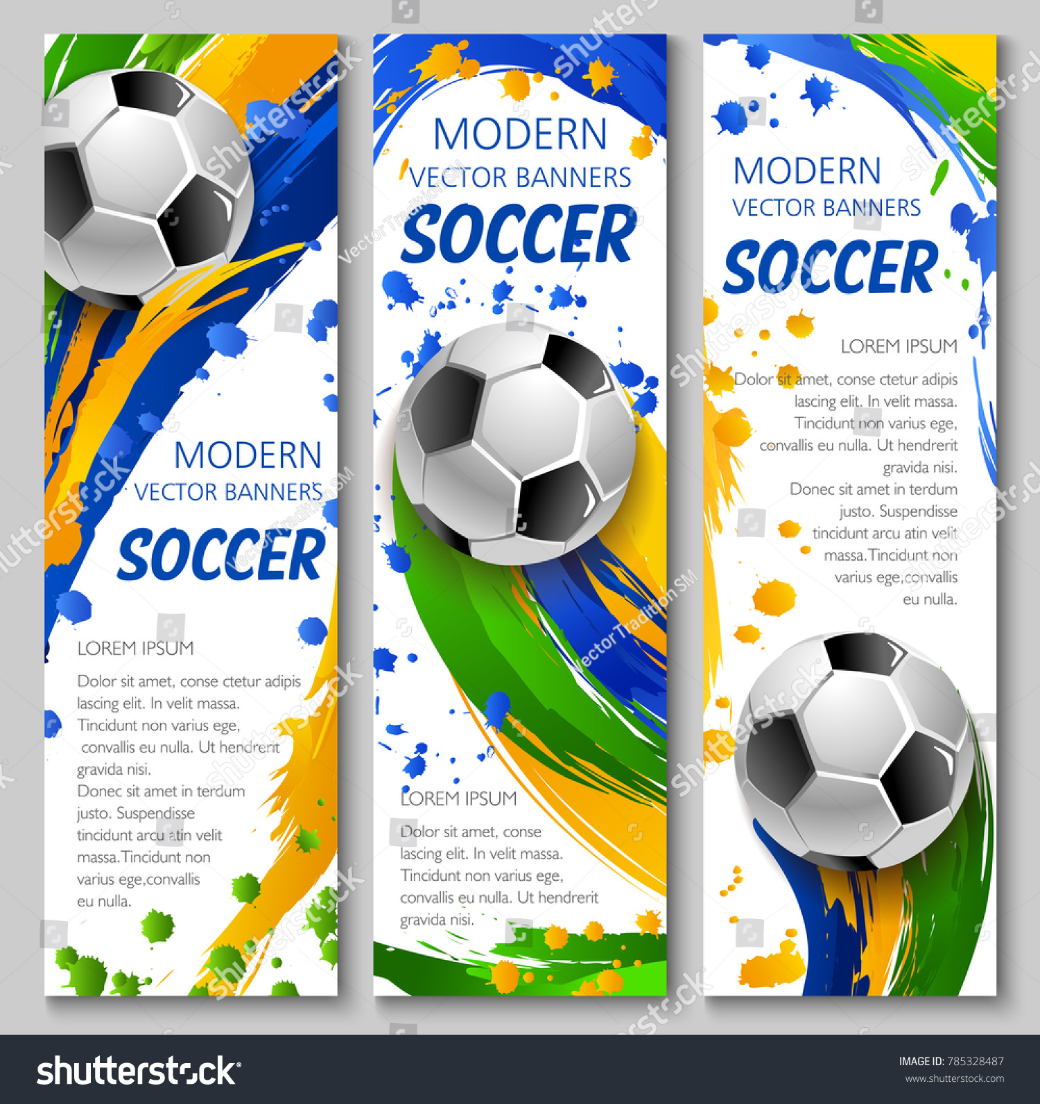 Soccer Vector Banners Football Game Competition Stock Vector (Royalty ...