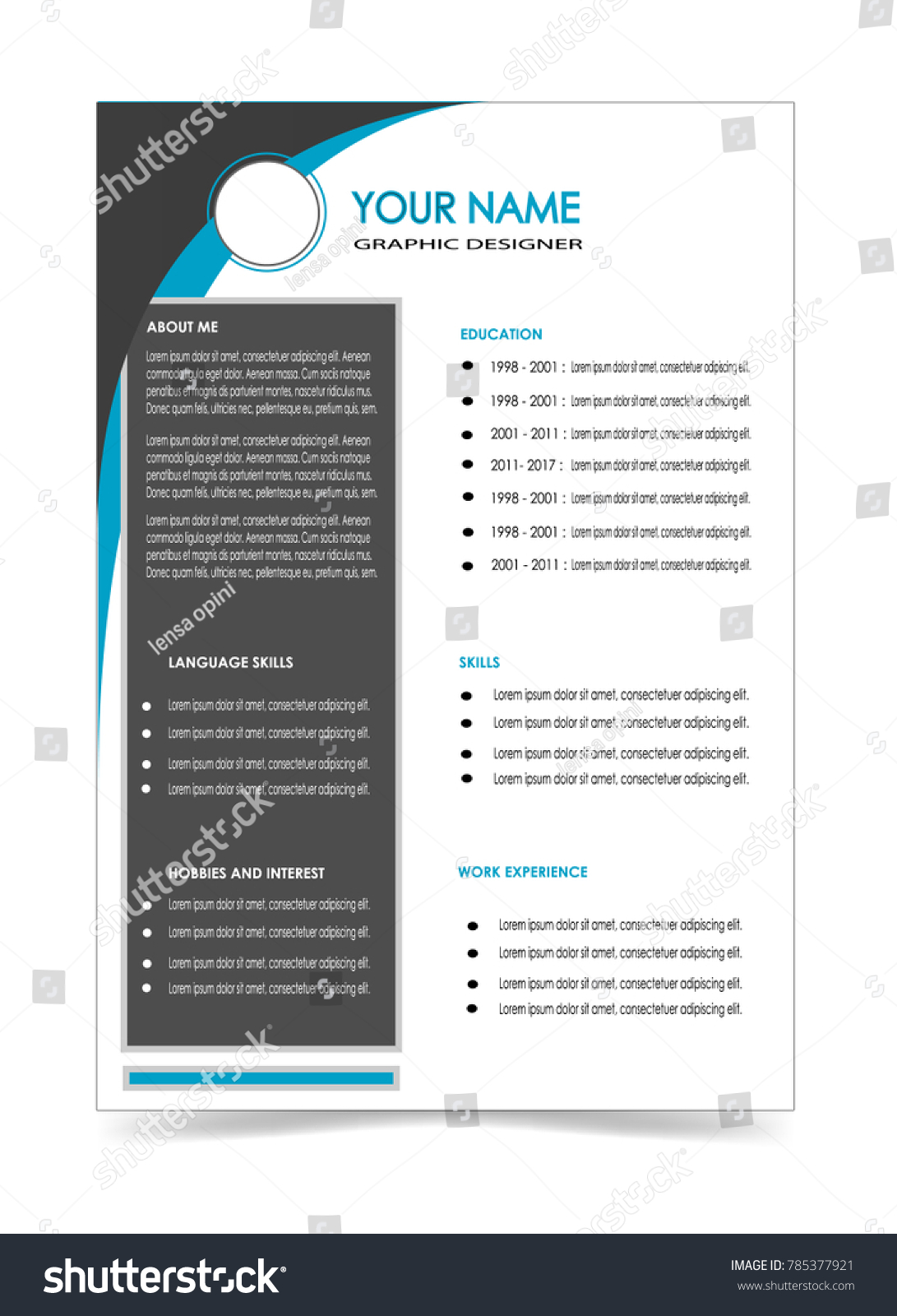 Clean Cv Resume Template Design Vector Stock Vector (Royalty Free ...