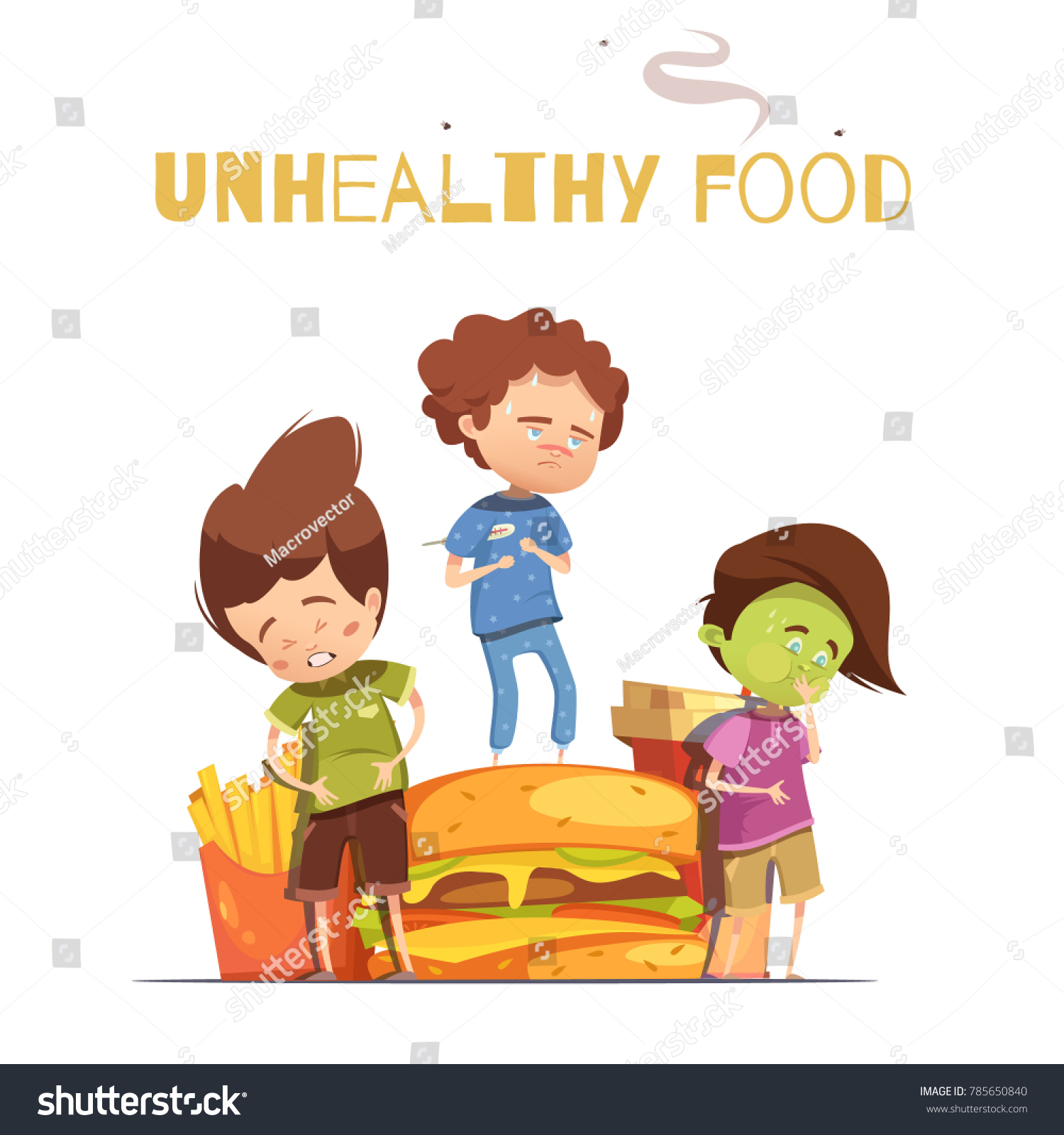 Unhealthy Junk Food Harmful Effects Warning Stock Illustration ...