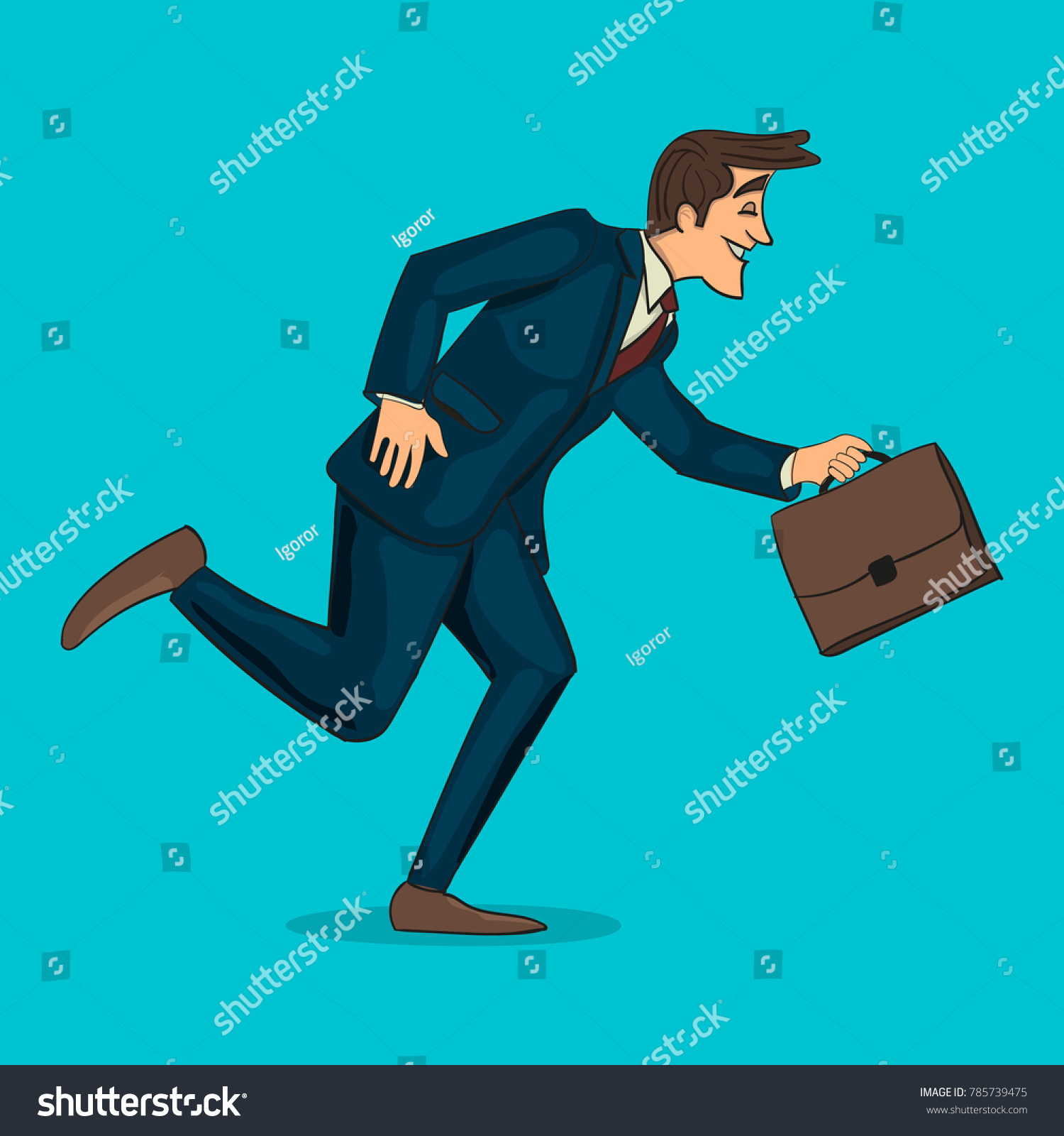 Running Businessman Briefcase Cartoon Character Stock Vector (Royalty ...