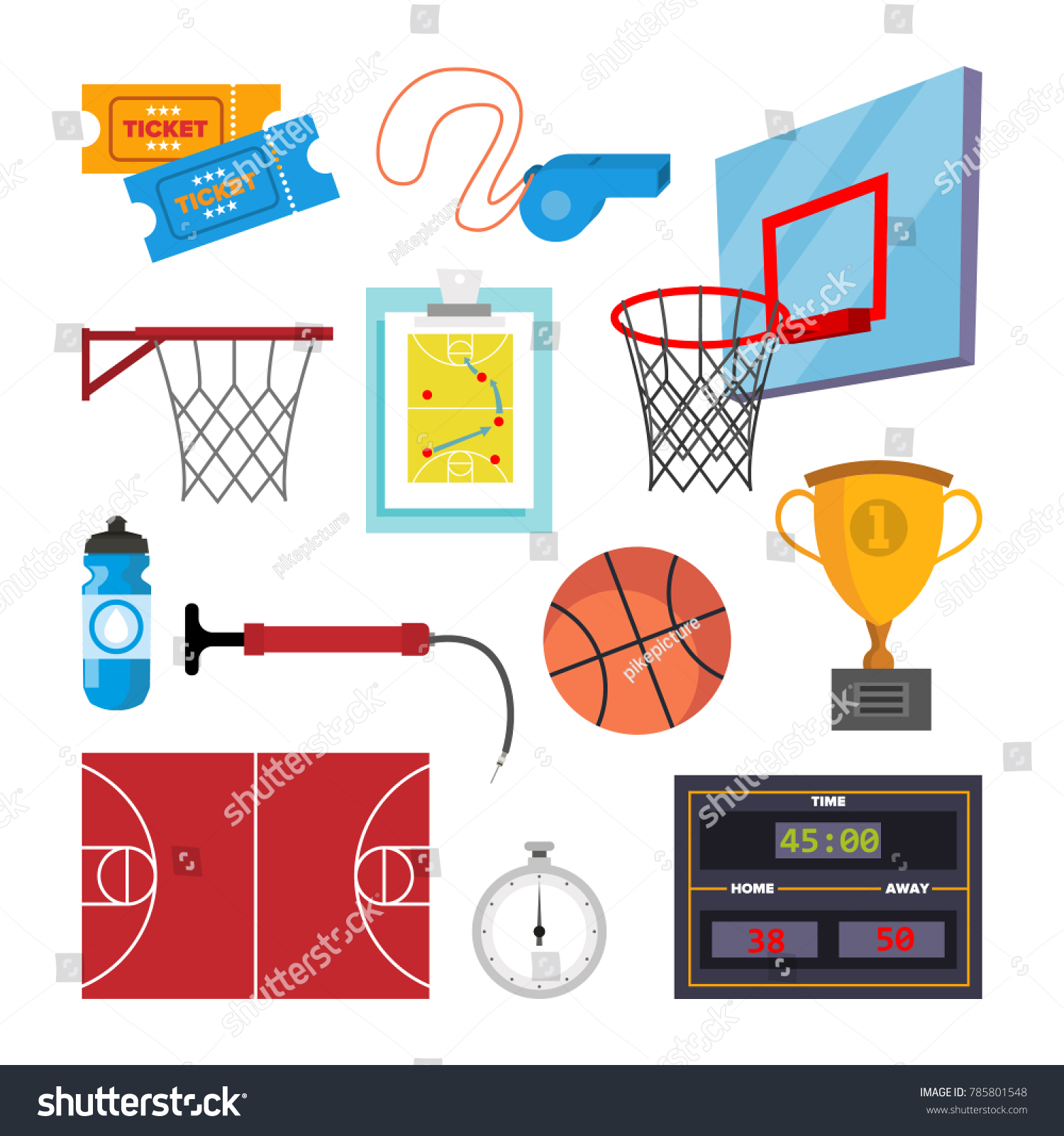 Basketball Icons Set Sport Basketball Symbol Stock Illustration 