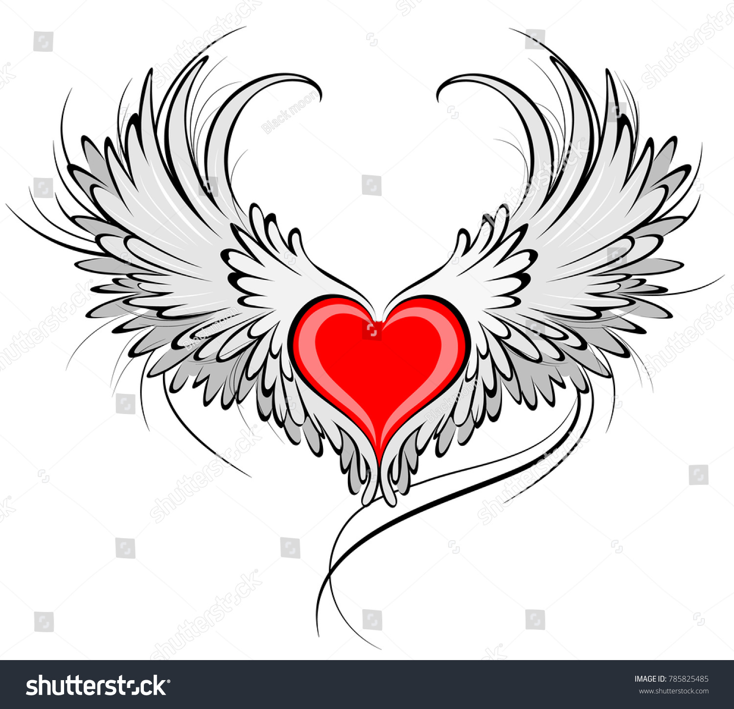 Artistically Painted Red Heart Angel Wings Stock Illustration 785825485 ...