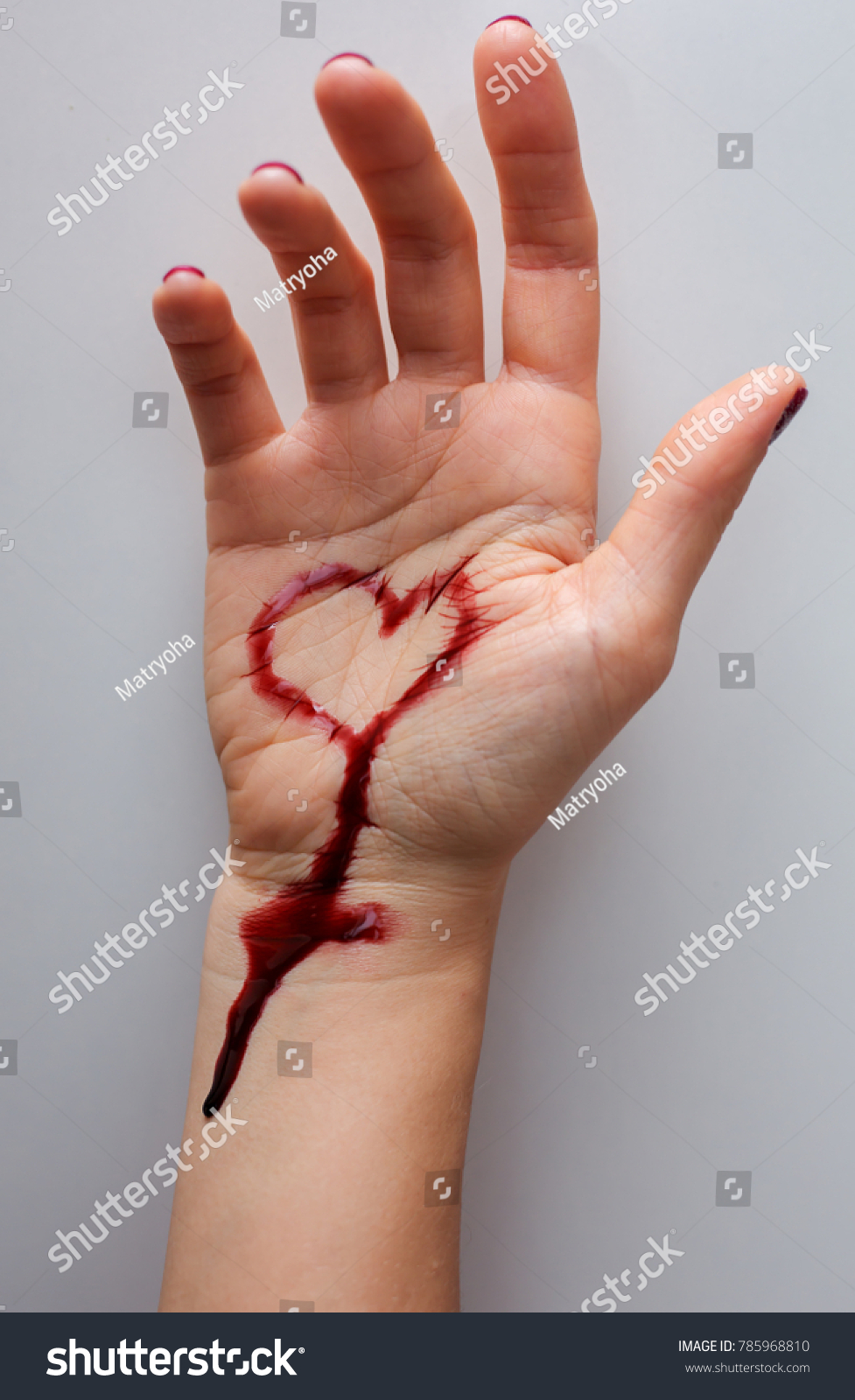 Стоковая фотография 785968810: Hand Full Blood Wrist Cut Suicide Shuttersto...