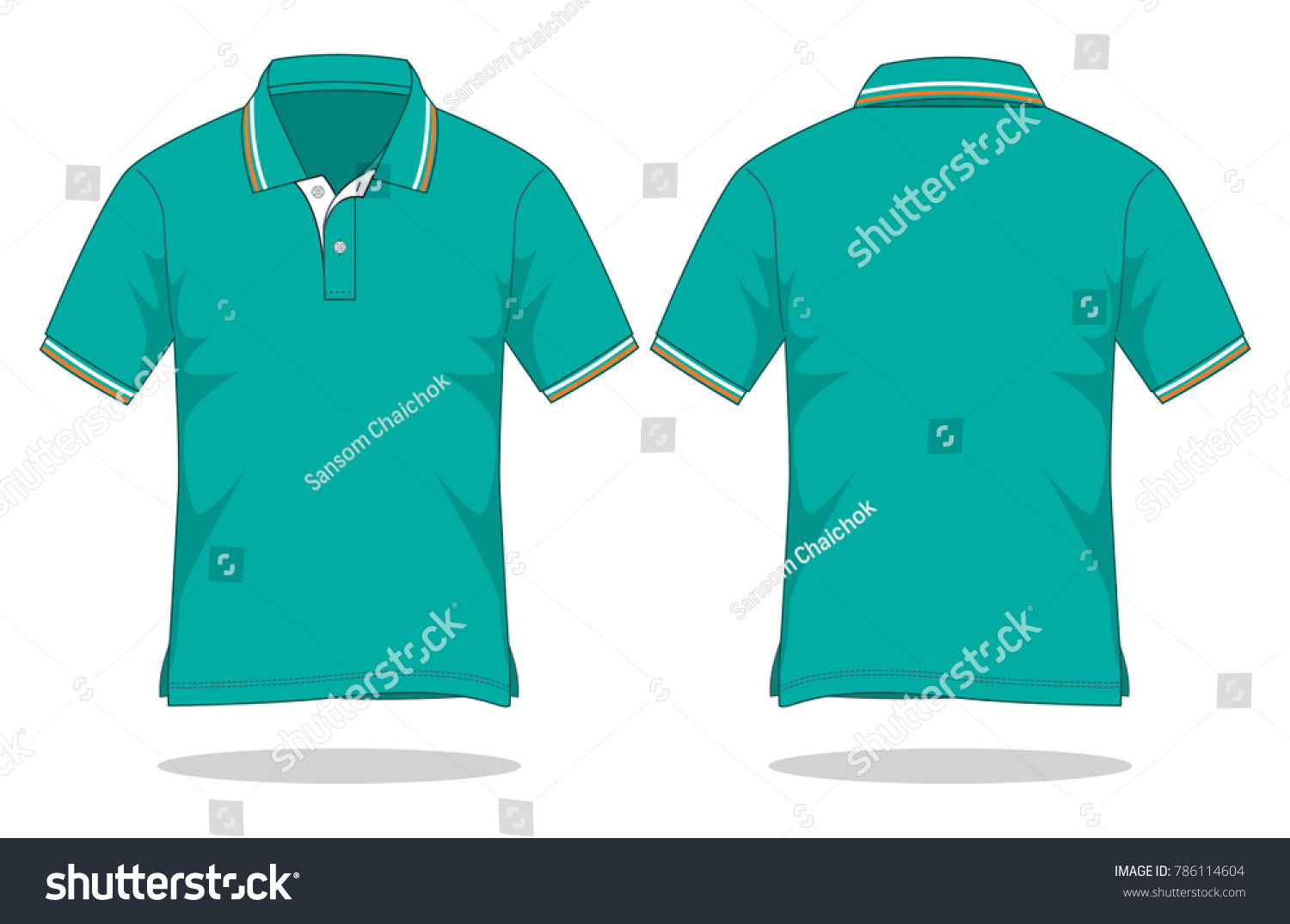 Turquoise Polo Shirt Design Double Lines Stock Vector (Royalty Free ...