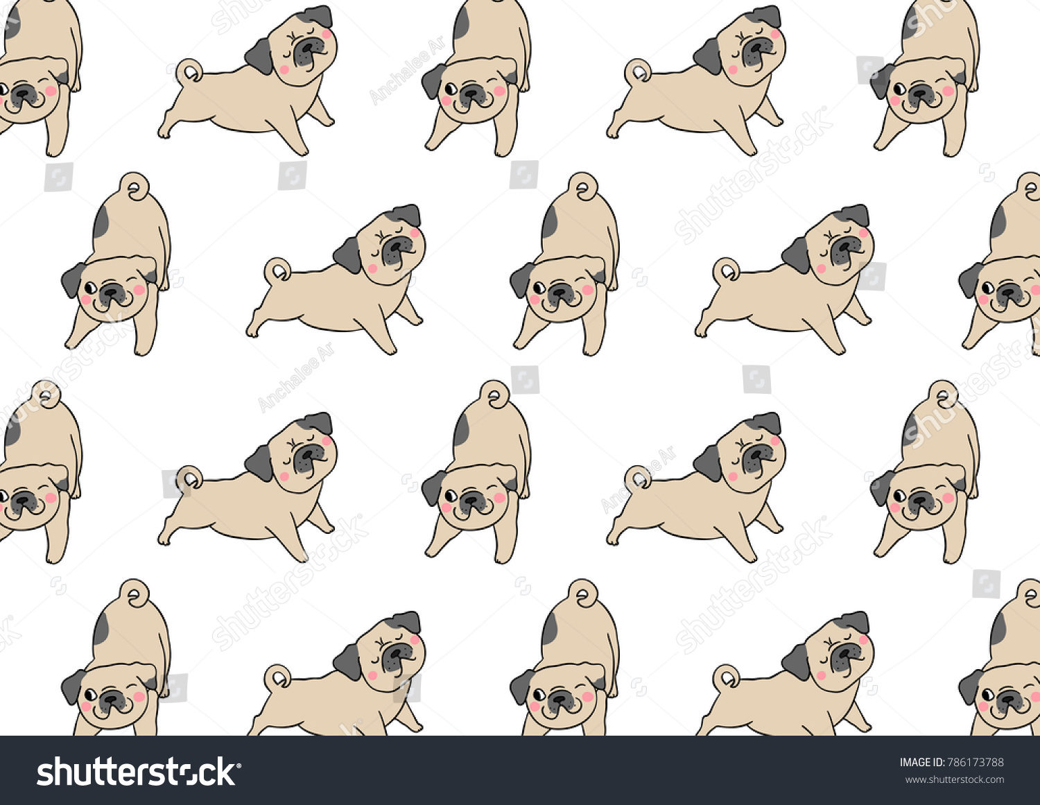 Vector Illustration Pattern Background Design Pug Stock Vector (Royalty ...