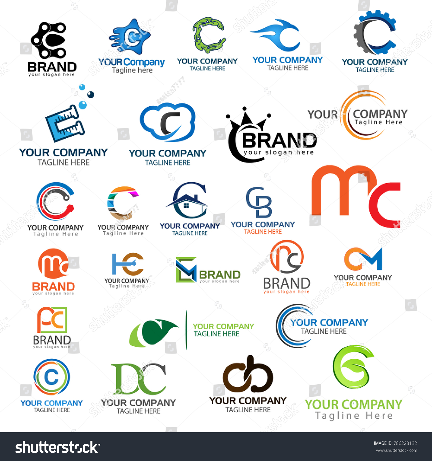 Letter C Logo Set Set Creative Stock Vector (Royalty Free) 786223132 ...