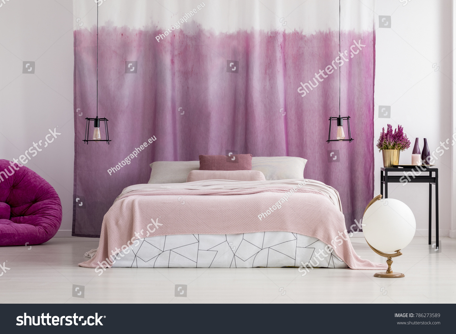 Pink and silver bedroom decor