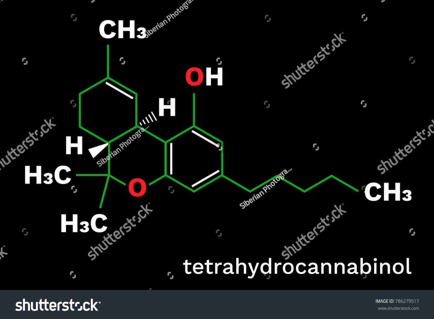 Skeletal Stucture Molecular Formula Tetrahydrocannabinol Thc Stock ...