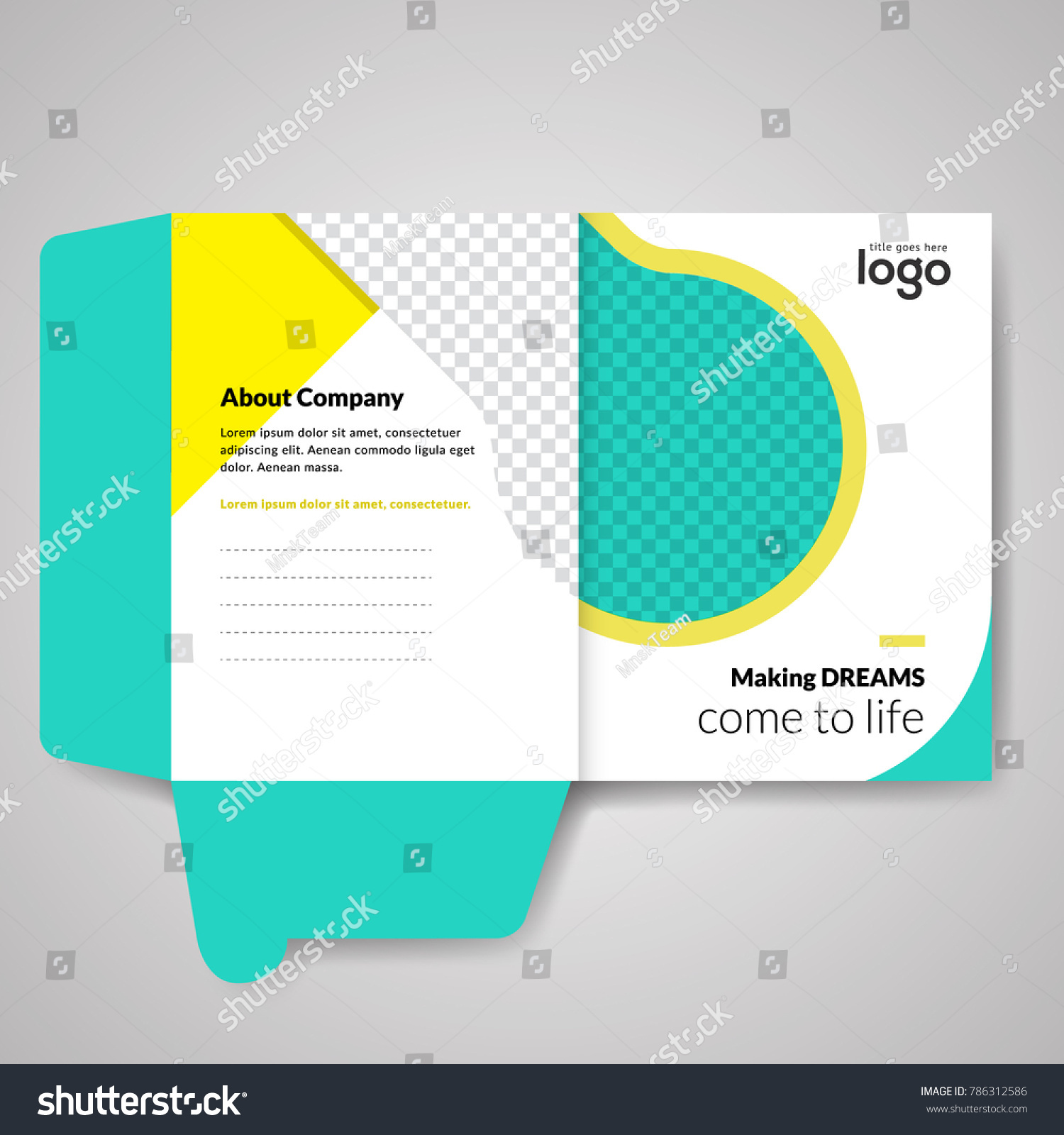 Vektor Stok Bi Fold Presentation Folder Design Template (Tanpa Royalti ...