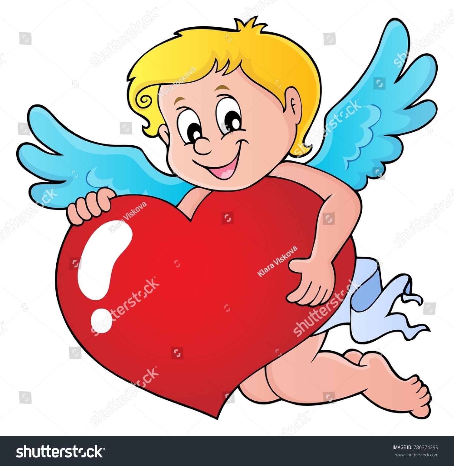 Cupid Holding Stylized Heart Image 1 Stock Vector (Royalty Free ...