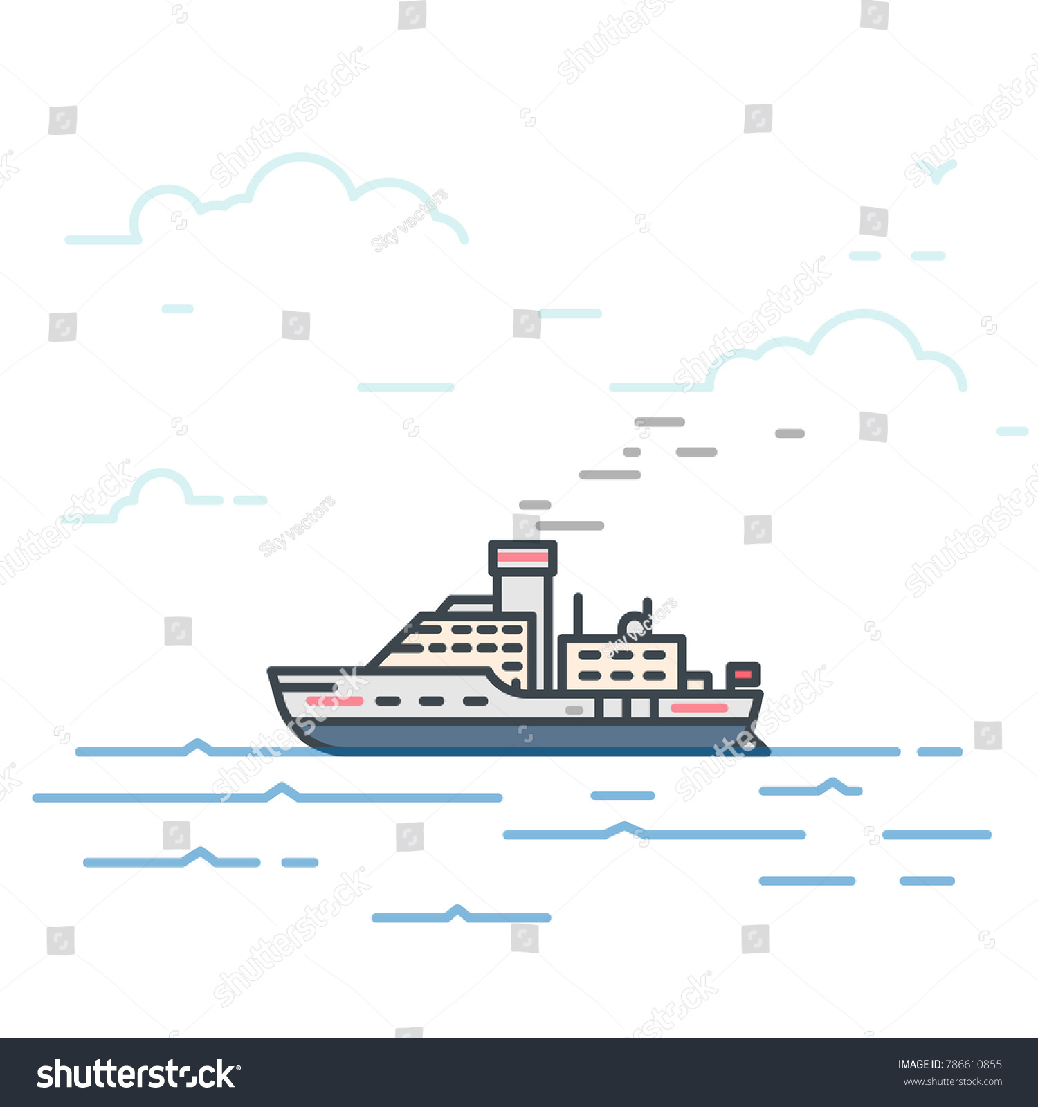 Motor Vessel Ship Steam Pipe Sea Stock Vector (Royalty Free) 786610855 ...