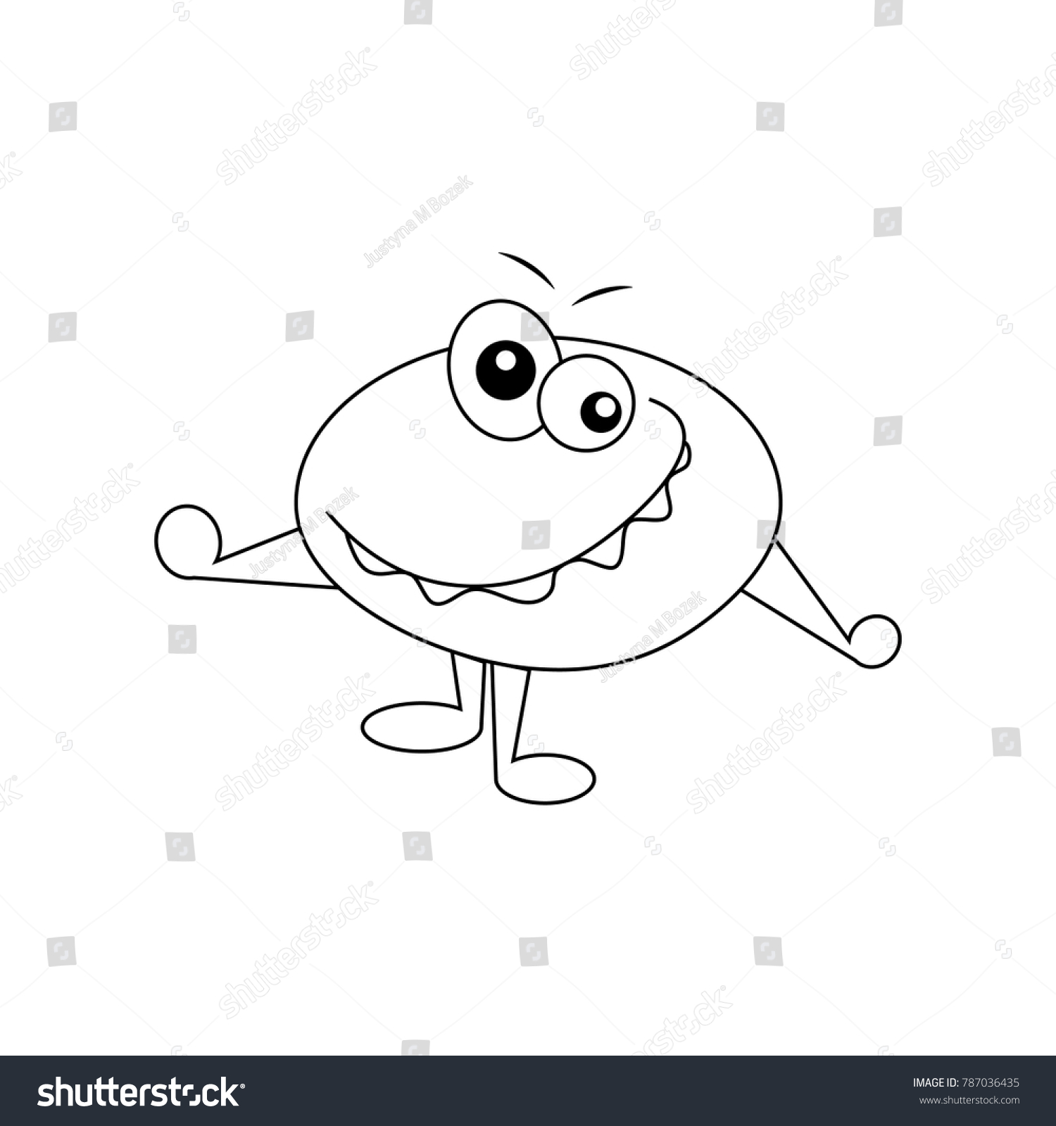 Cute Little Black White Halloween Monster Stock Vector (Royalty Free ...