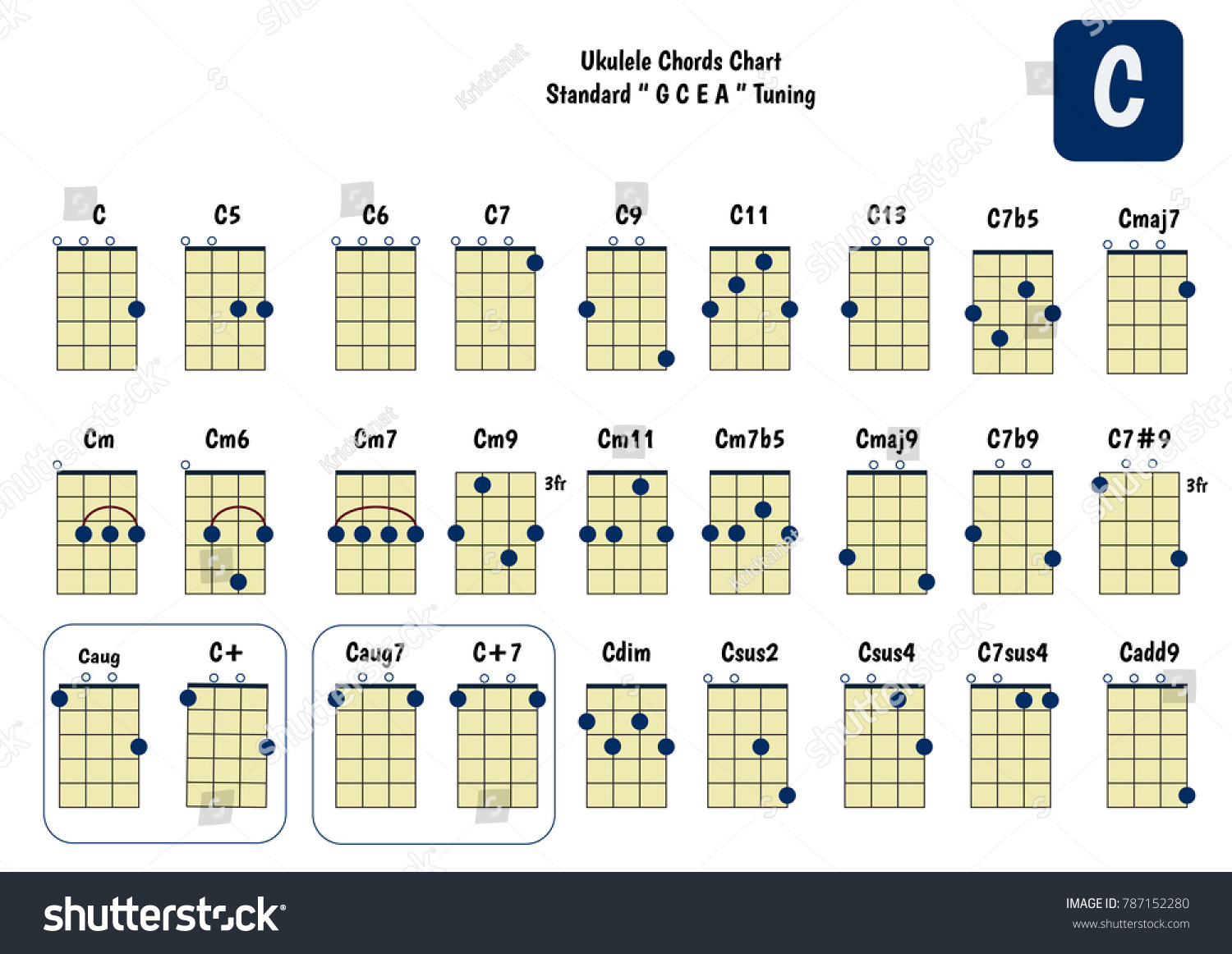 Ukulele Chord Chart Standard Tuning Ukulele Stock Vector (Royalty Free) 787...
