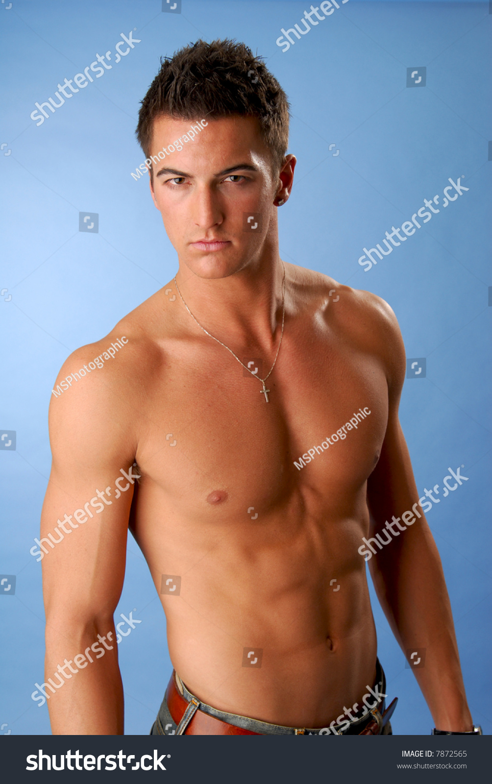 Handsome Muscular Young Man No Shirt Stock Photo 7872565 | Shutterstock