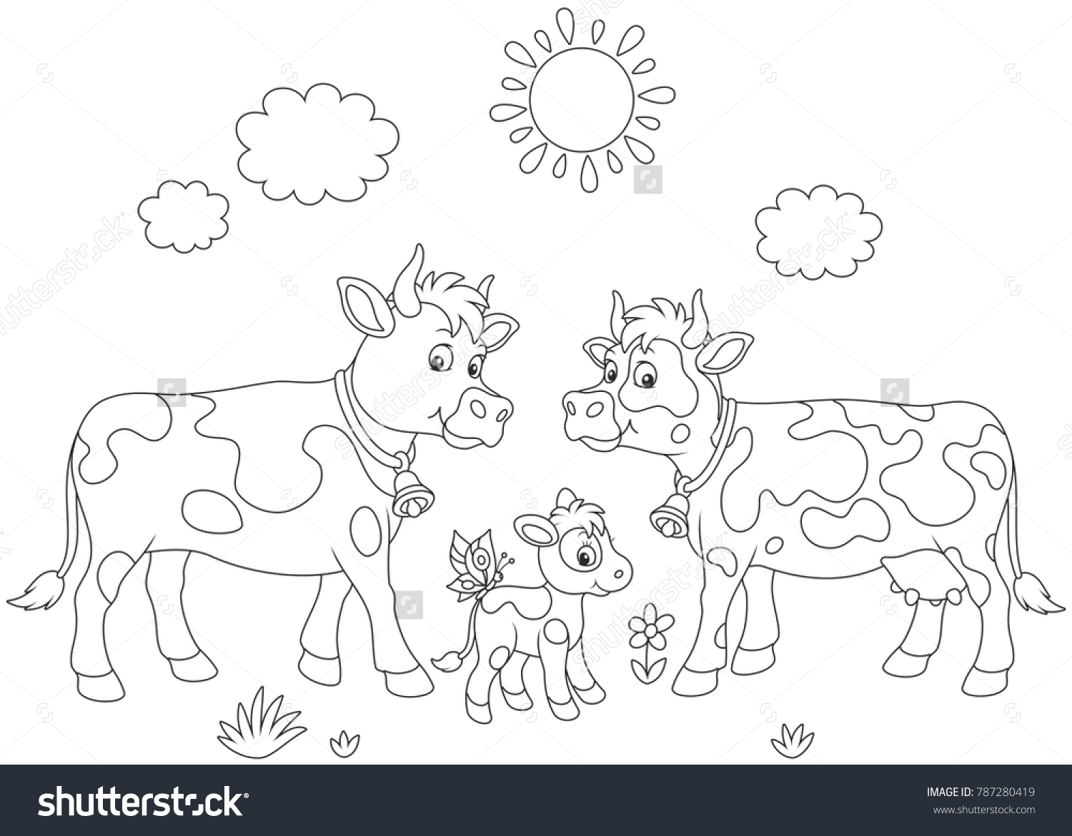 Spotted Cow Bull Small Calf Black Stock Vector (Royalty Free) 787280419 ...