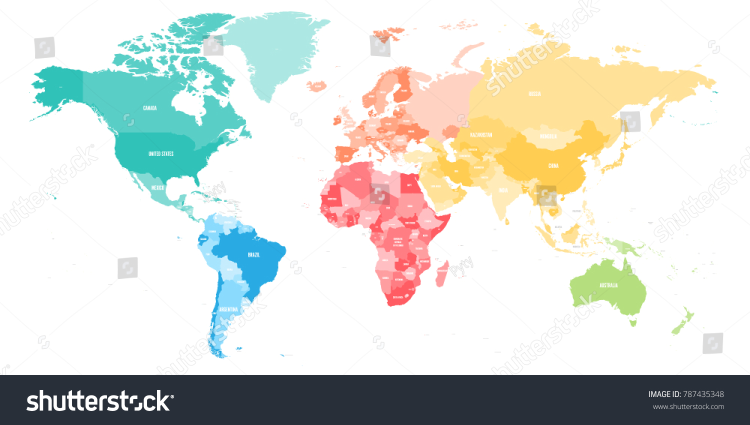 Colorful Political Map World Divided Into Stock Vector (Royalty Free ...