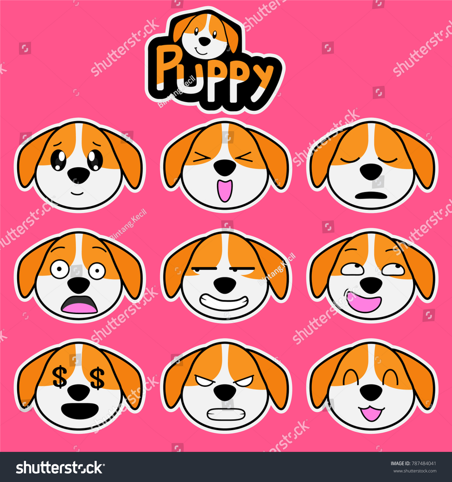 Cute Puppy Dog Emoticon Stock Vector (Royalty Free) 787484041 