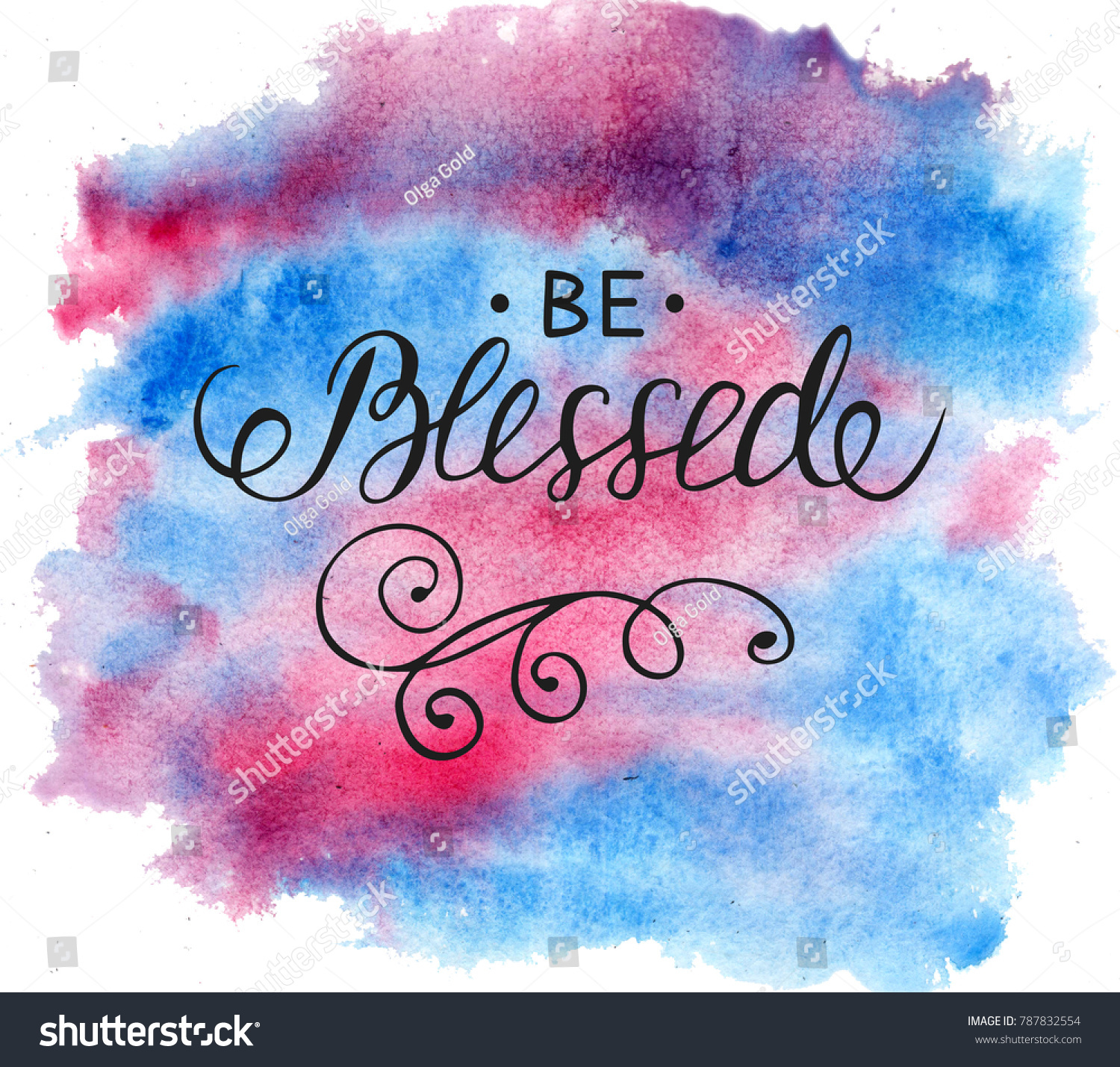 Hand Lettering Be Blessed Biblical Background Stock Illustration ...