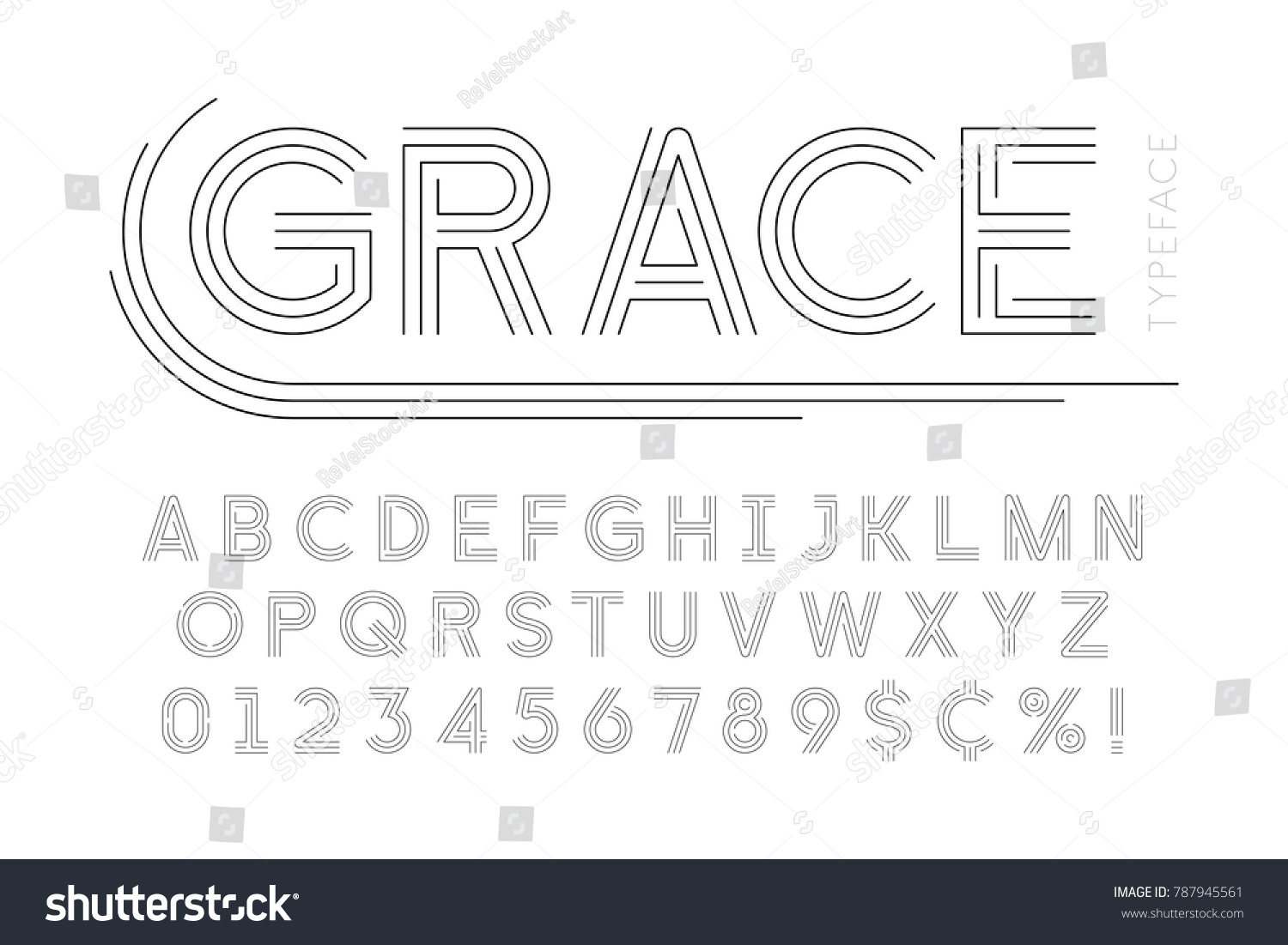 Abstract Linear Font Letters Numbers Vector Stock Vector (Royalty Free ...