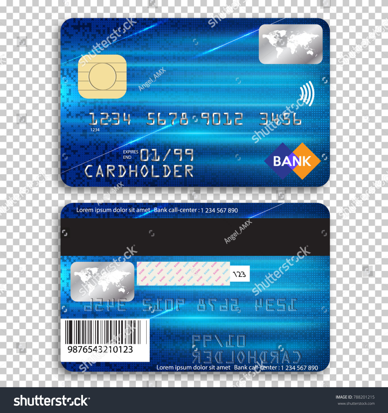 Кредитная карточка с двух сторон