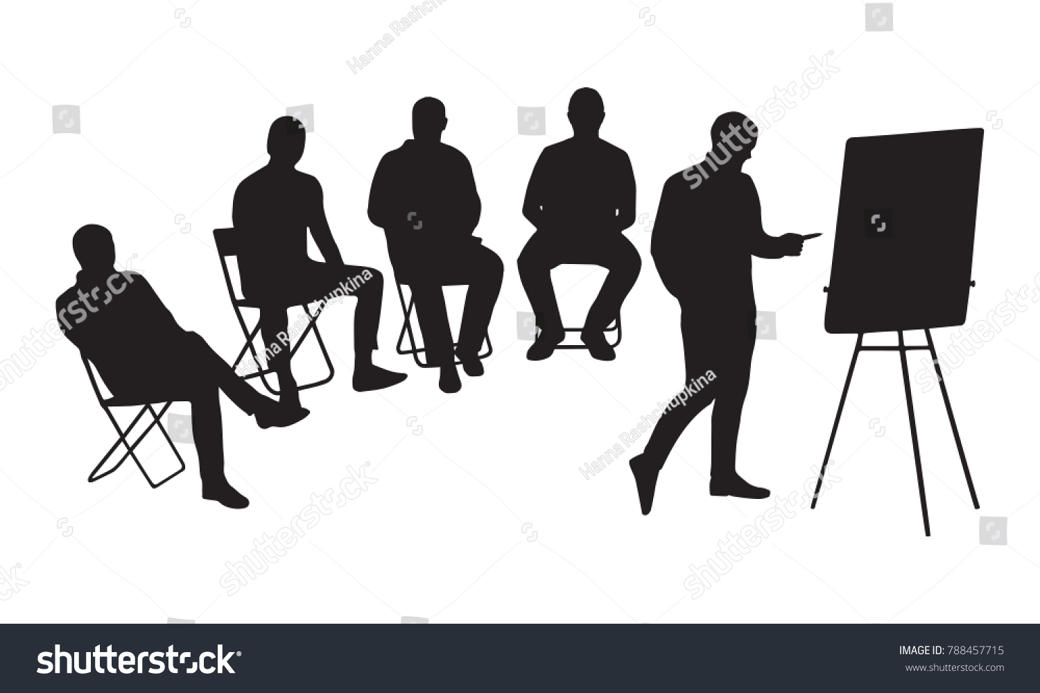 5 Male Silhouettes Meeting Room 4 Stock Vector (Royalty Free) 788457715 ...