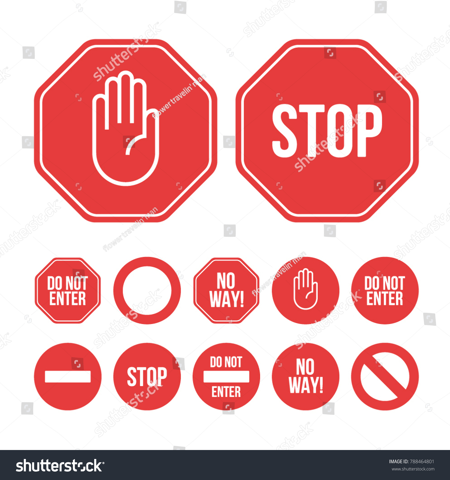 Collection Flat Design Stop Sign Icons Stock Vector (Royalty Free ...