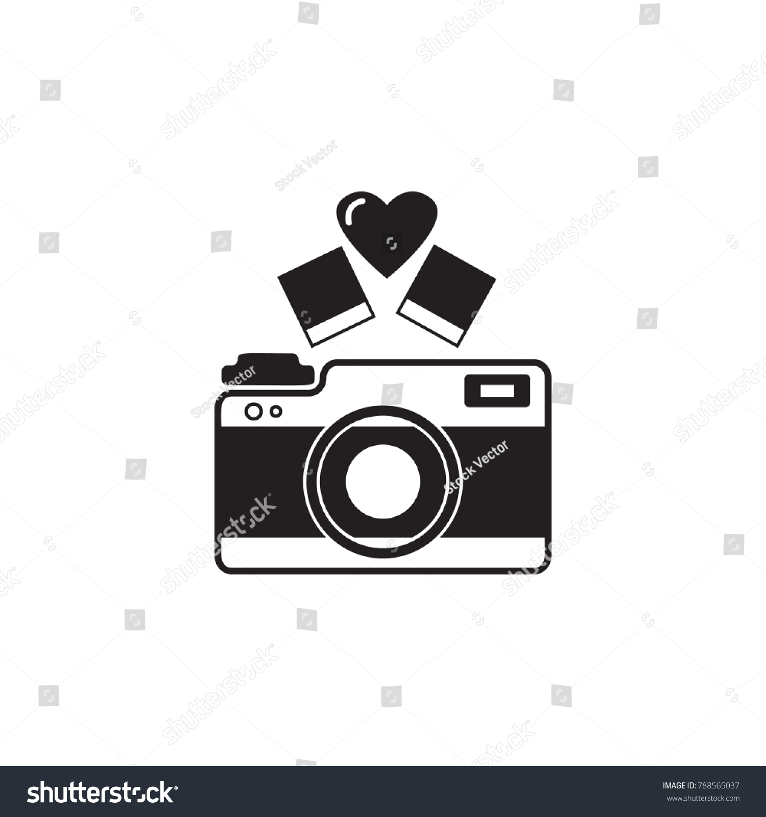 Camera Heart Icon Valentines Day Elements Stock Vector (Royalty Free ...