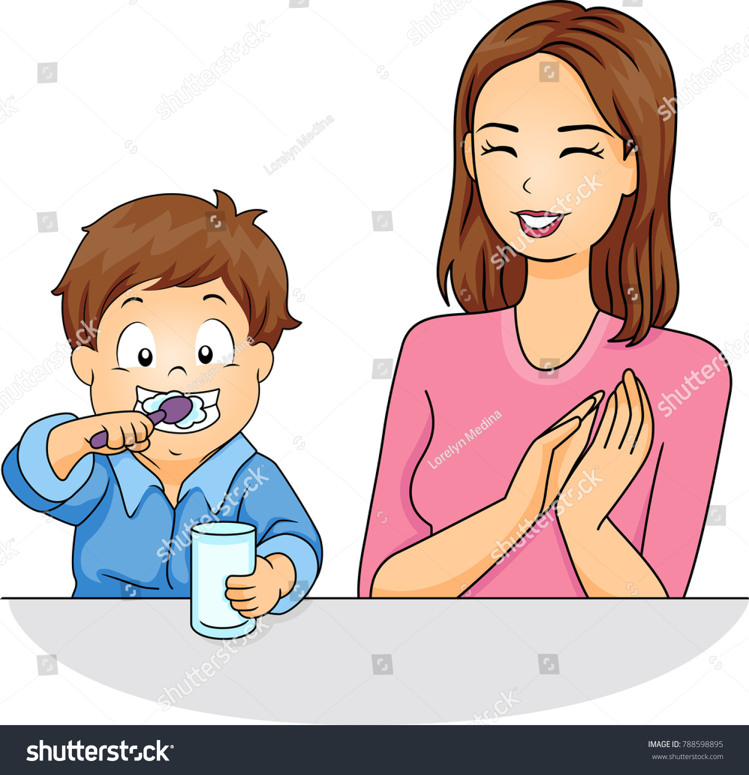 Illustration Mom Clapping Her Hands While Stock Vector (Royalty Free ...