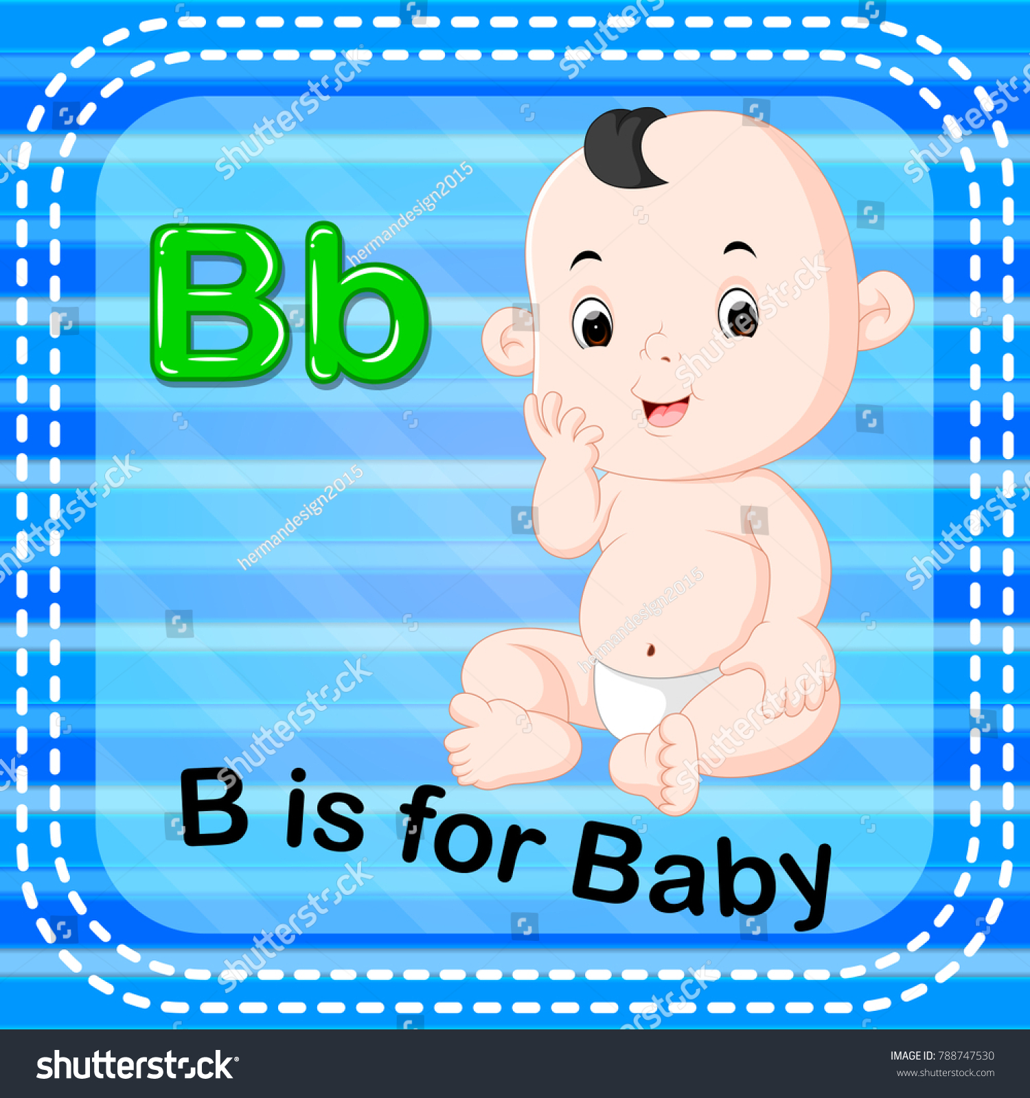 Vector Illustration Flashcard Letter B Baby Stock Vector (Royalty Free ...