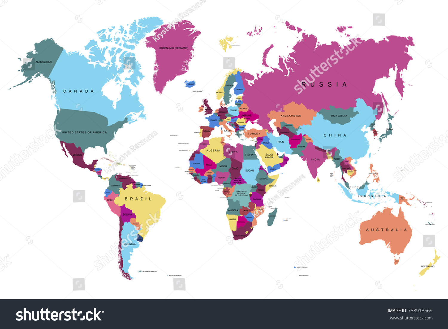 Political World Map Stock Vector (Royalty Free) 788918569 | Shutterstock