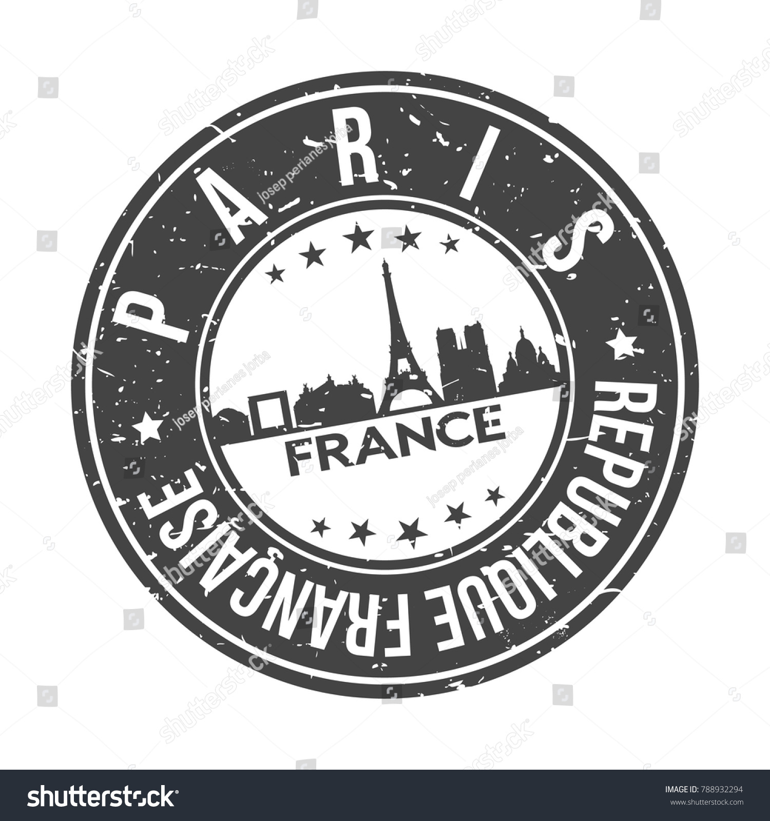 Paris France Europe Stamp Logo Icon Stock Vector (Royalty Free ...