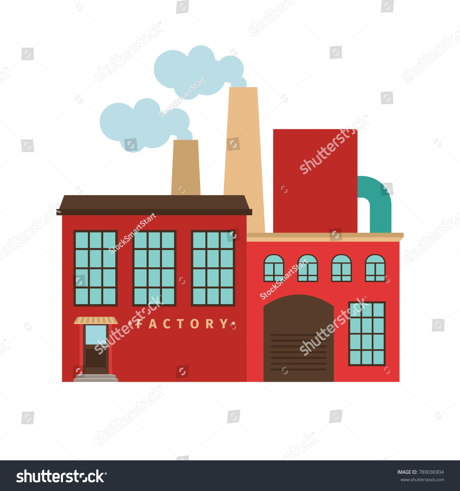 Red Factory Building Icon Isotated On Stock Illustration 789036904 ...