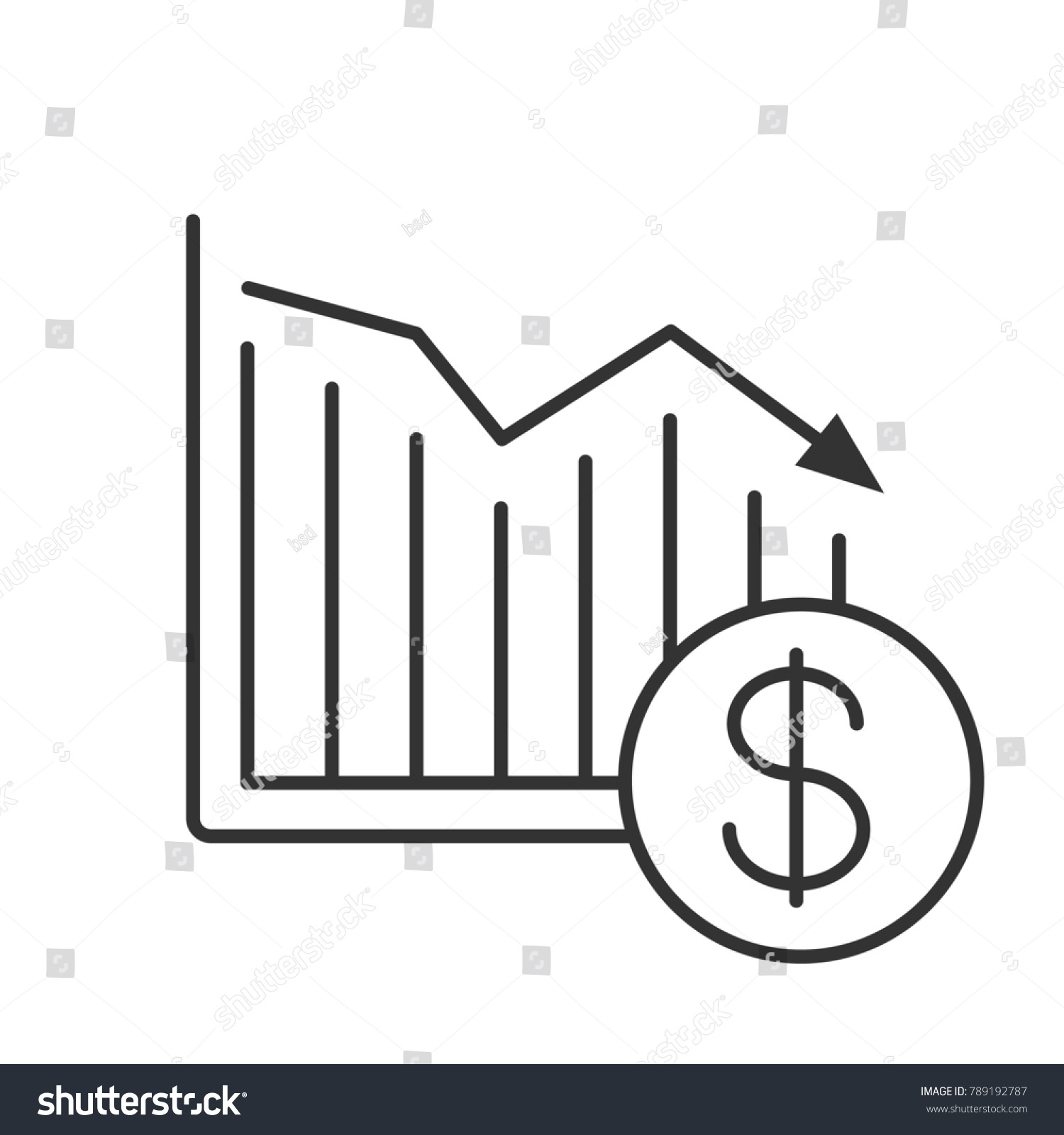 Dollar Falling Linear Icon Statistics Diagram Stock Illustration Shutterstock