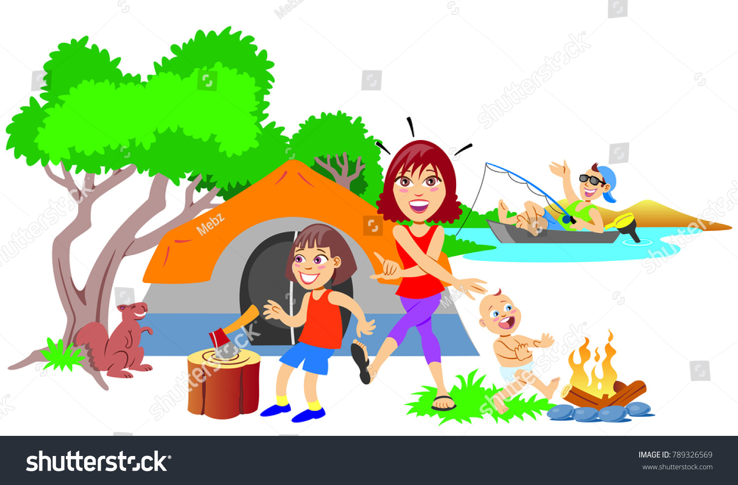 vector-art-illustration-hazards-family-camping-stock-vector-royalty