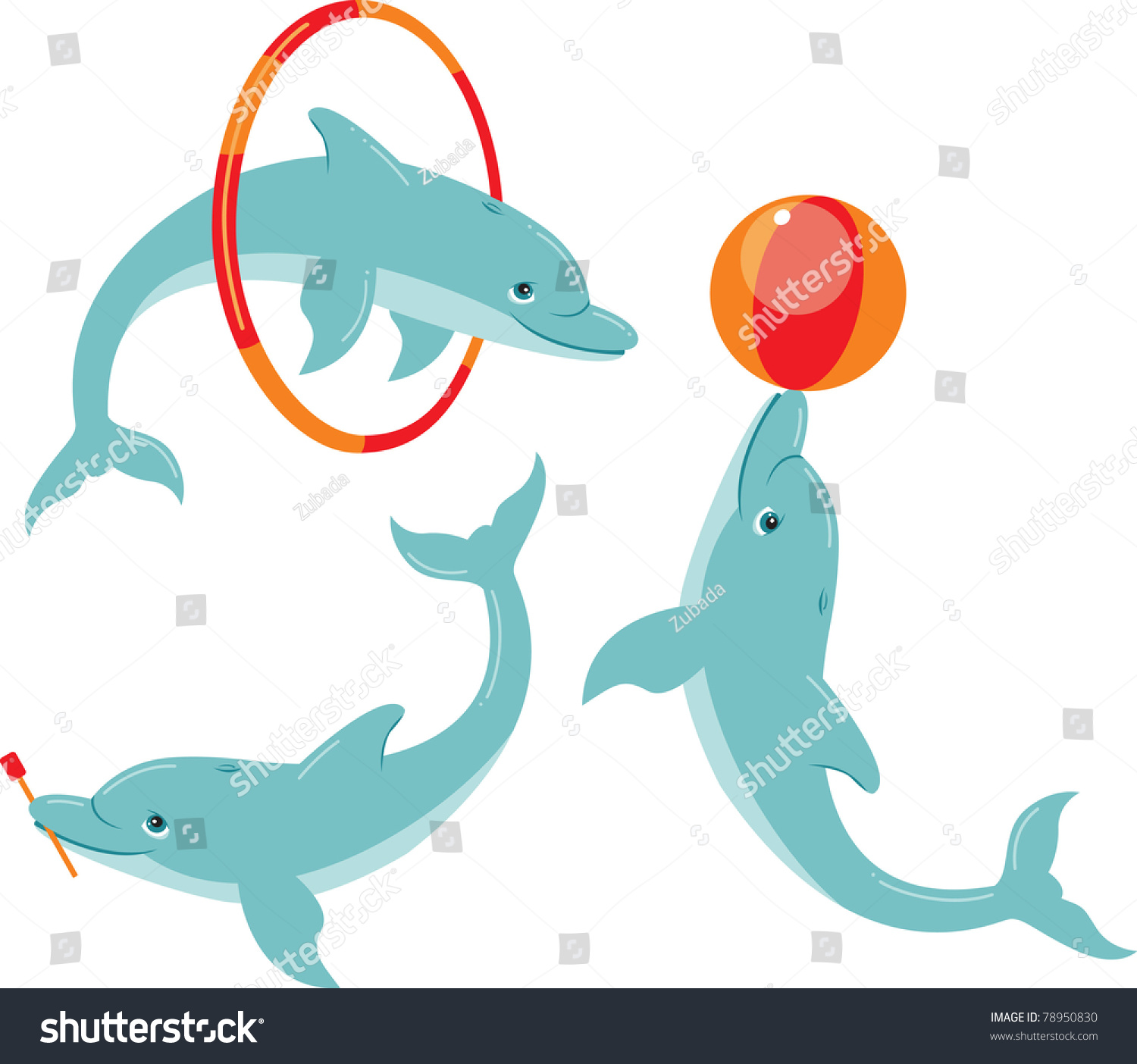 Дельфин с мячом вектор