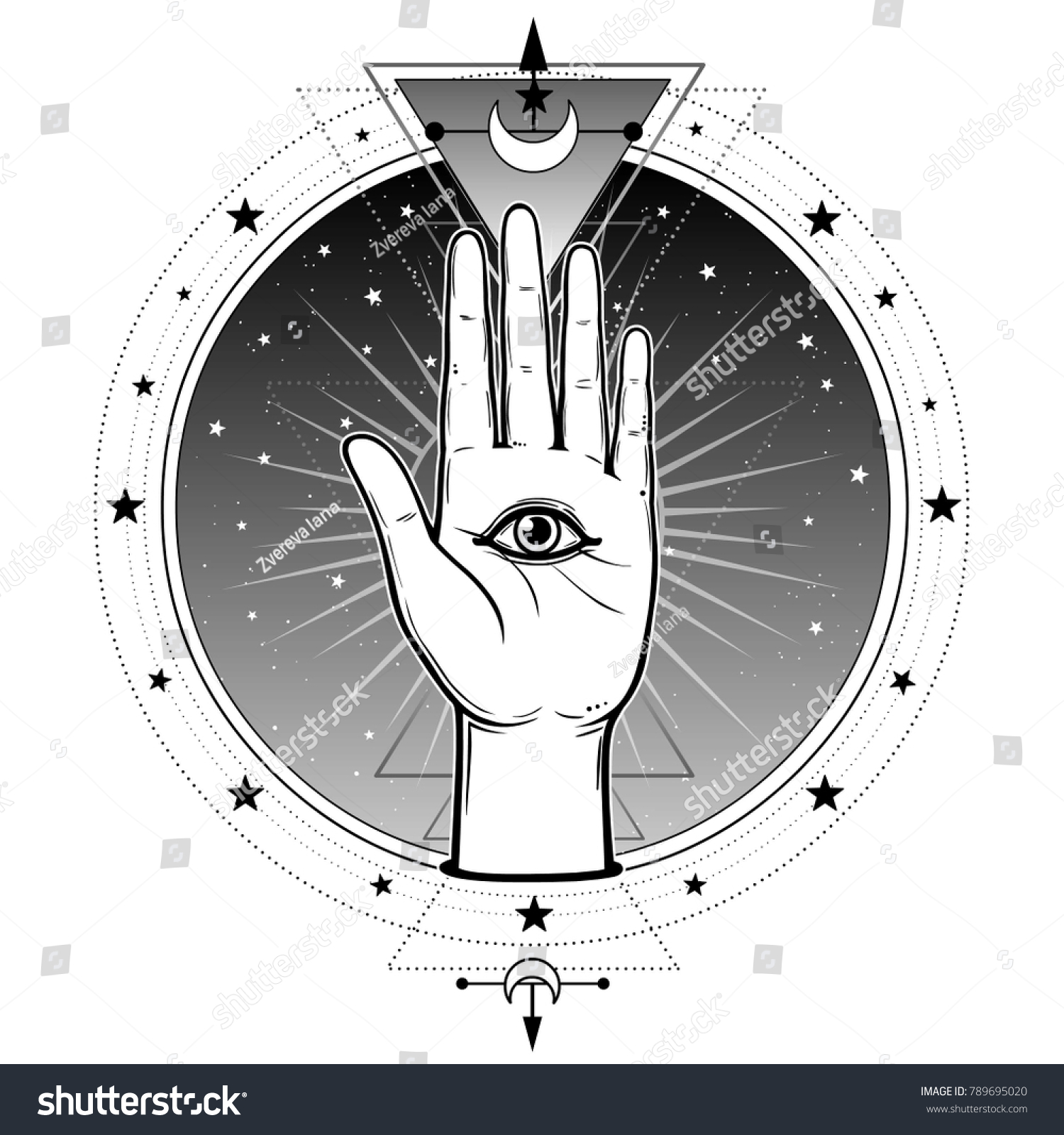 Mystical Symbol Human Hand Has Divine Stock Vector (Royalty Free ...