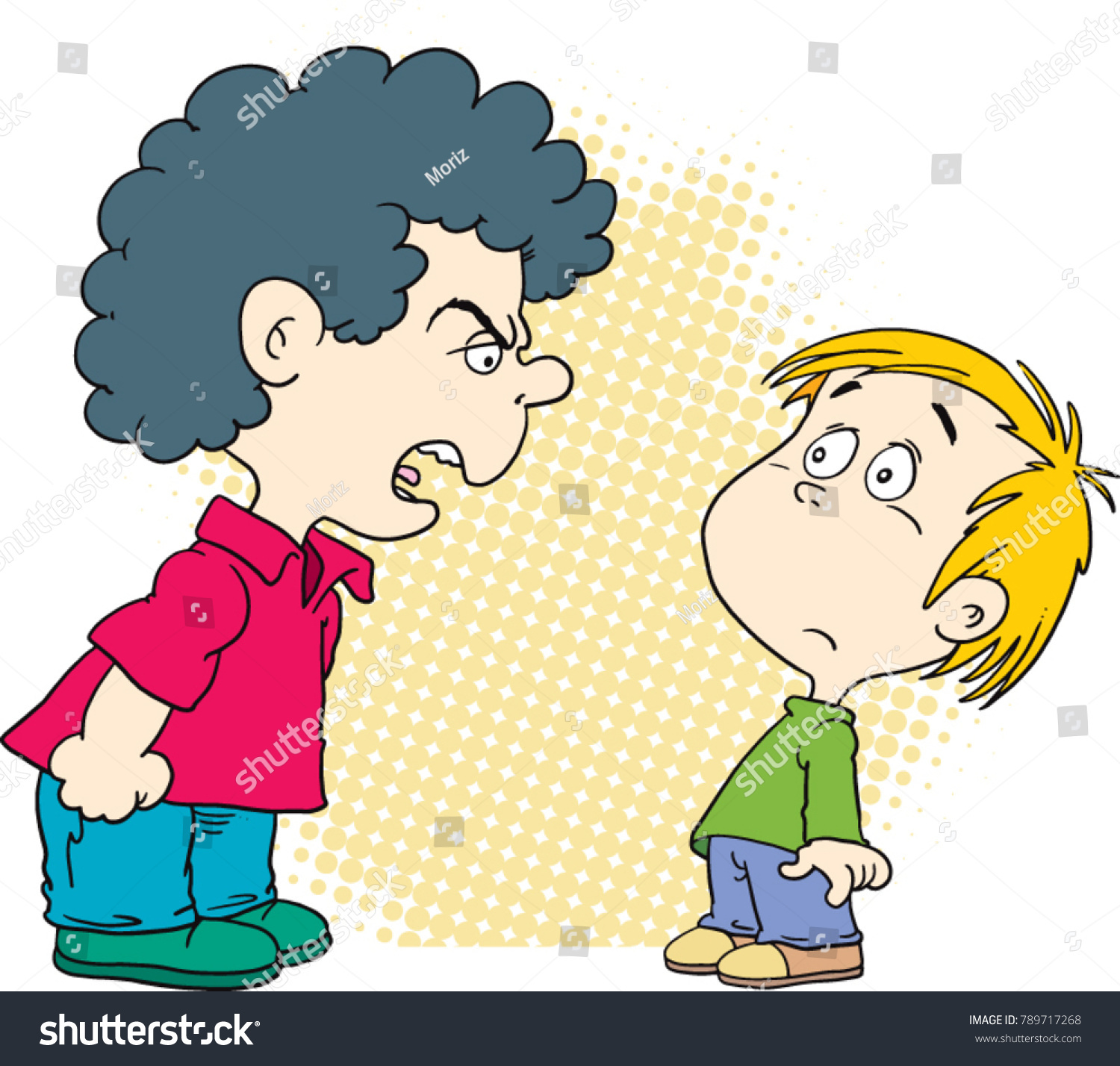 Quarreling Kids Angry Boy Shouting Friendraging Stock Vector (Royalty ...