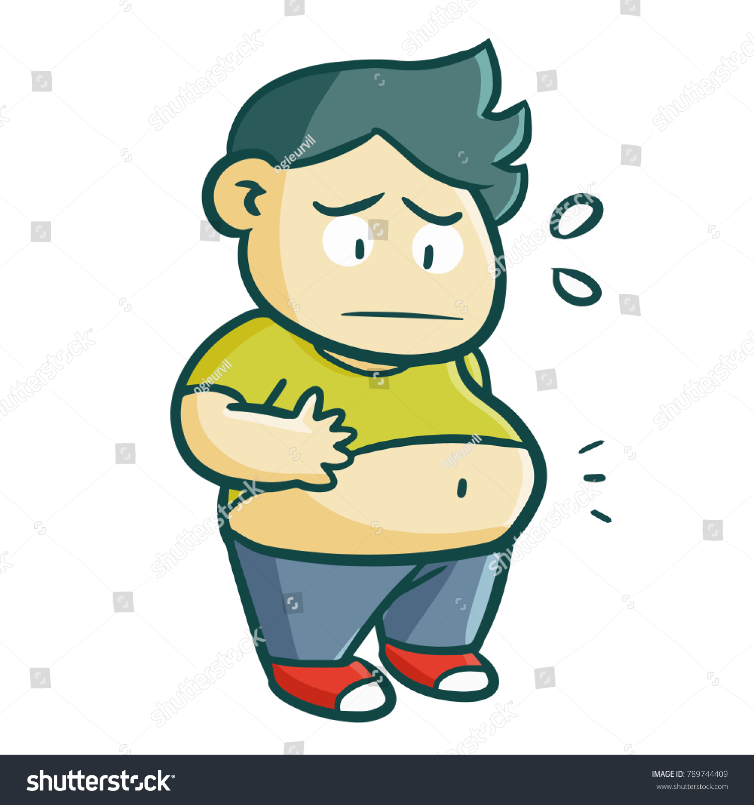 Funny Cute Fat Man Looking His Stock Vector (Royalty Free) 789744409 ...