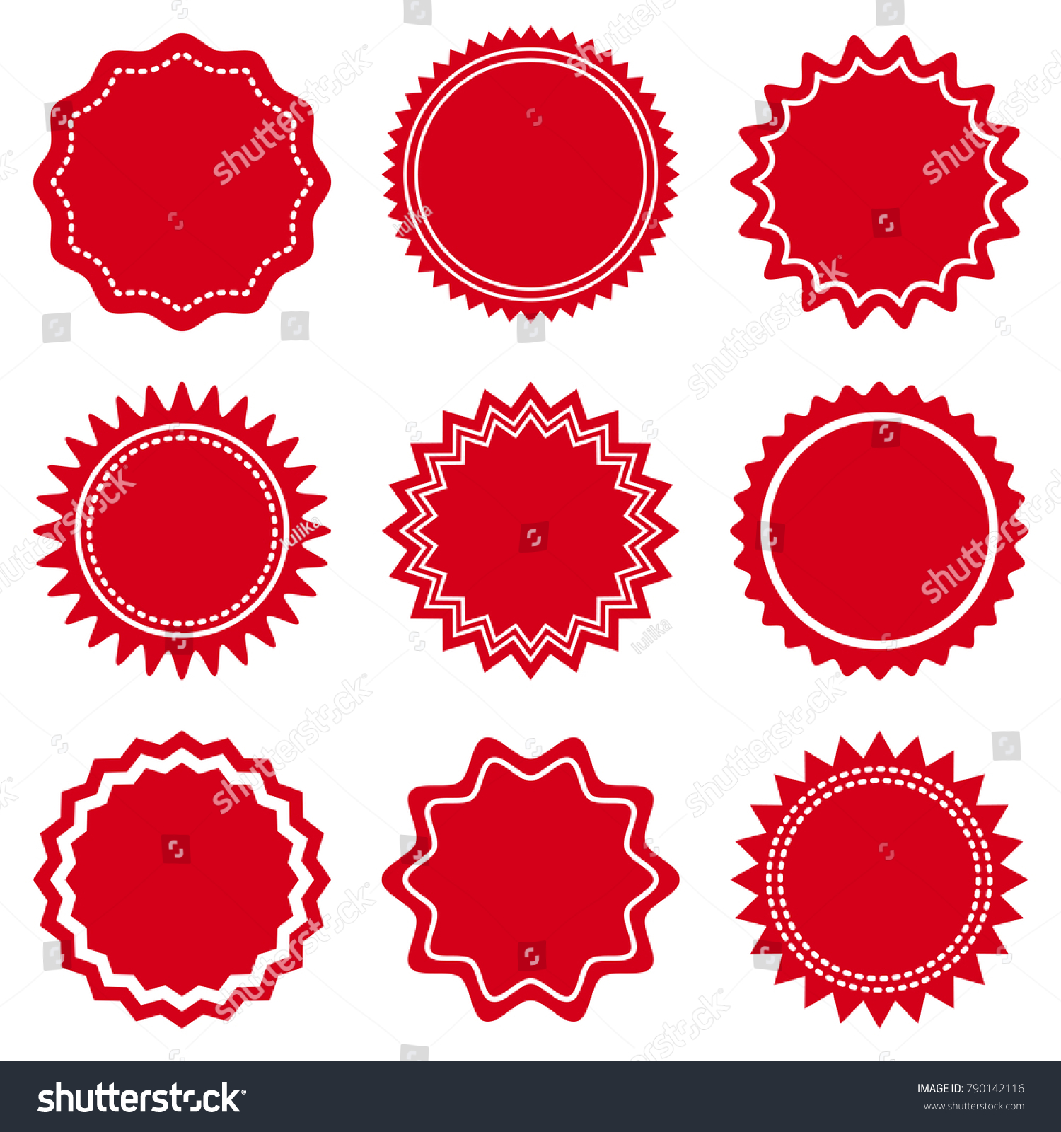 Set Round Red Labels Vector Illustration Stock Vector (Royalty Free ...